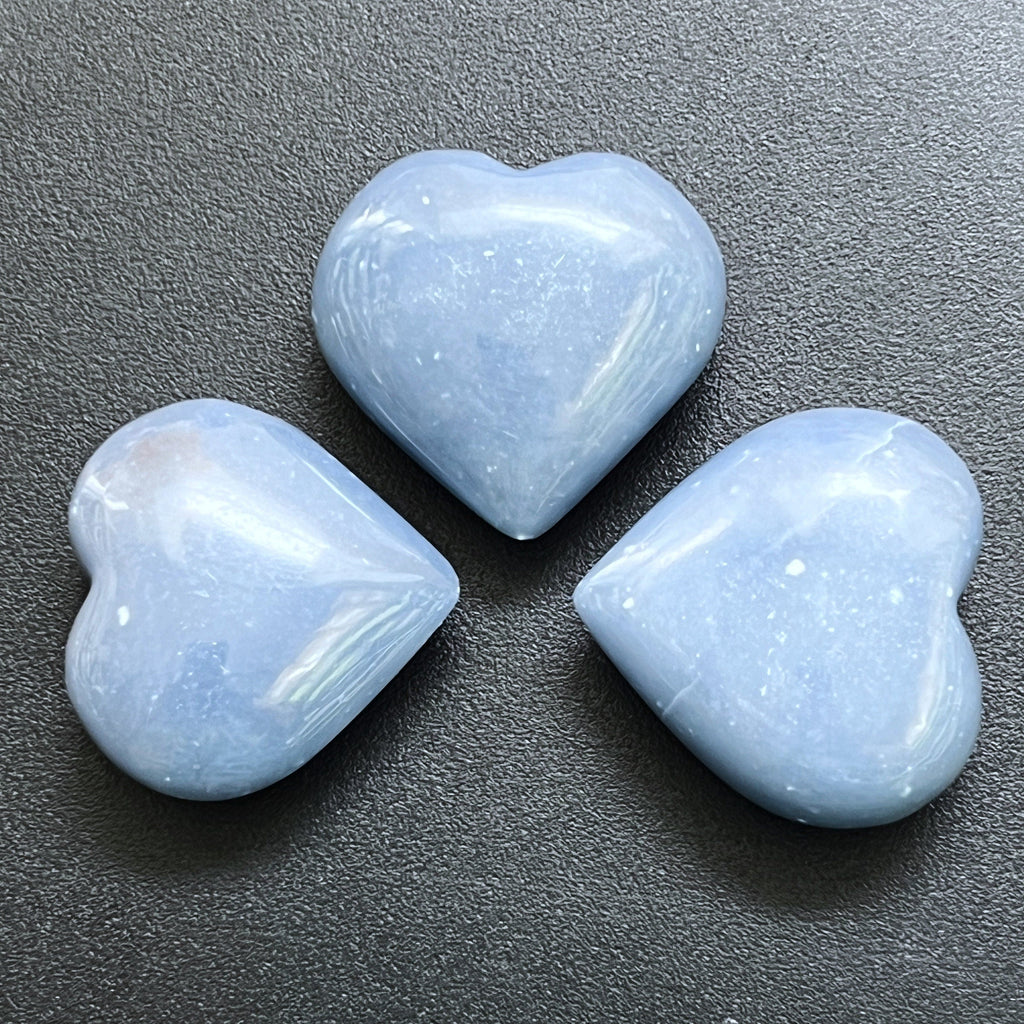 Blue Angelite Crystal Puffy Heart Carving