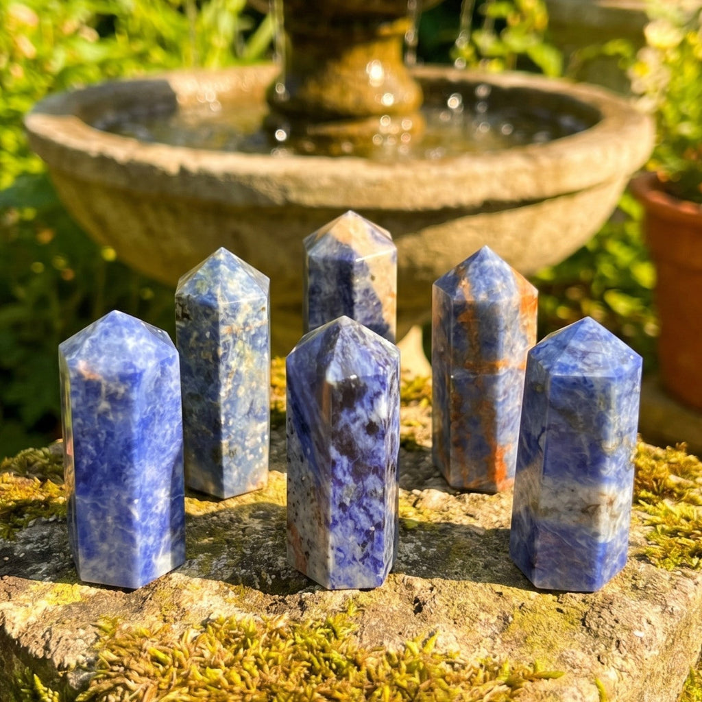 Blue Sodalite Crystal Point Tower Obelisk Carving