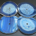 Blue Agate Slice Clock Faces, Center Drilled For Craft Projects Lanterns, Clocks