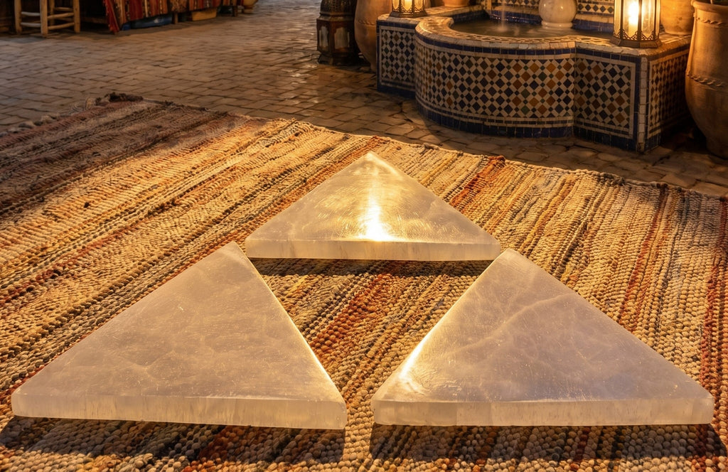 Selenite Satin Spar Crystal Triangle Plate Carving (6 inch)
