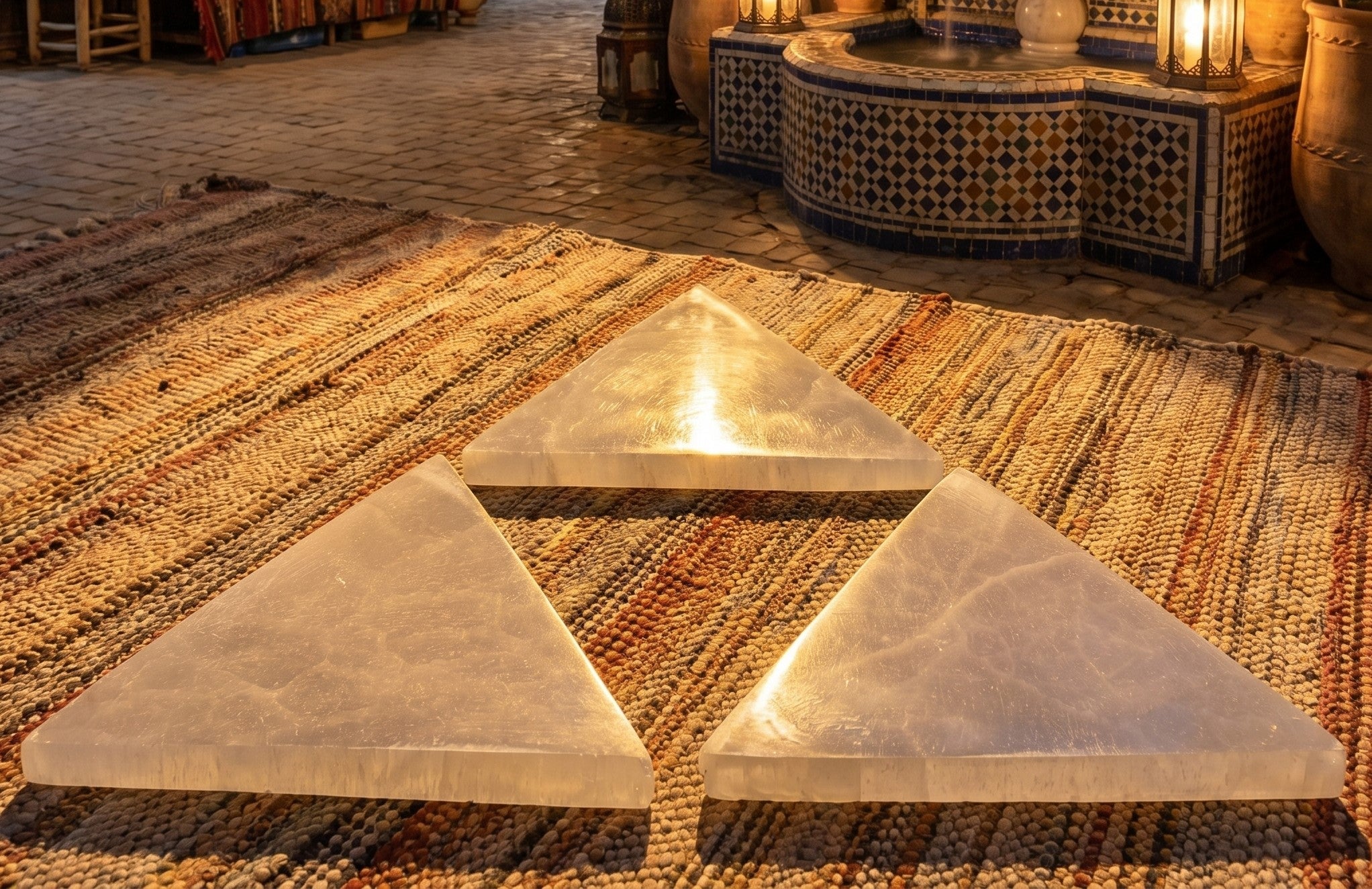 Selenite Satin Spar Crystal Triangle Plate Carving (6 inch)