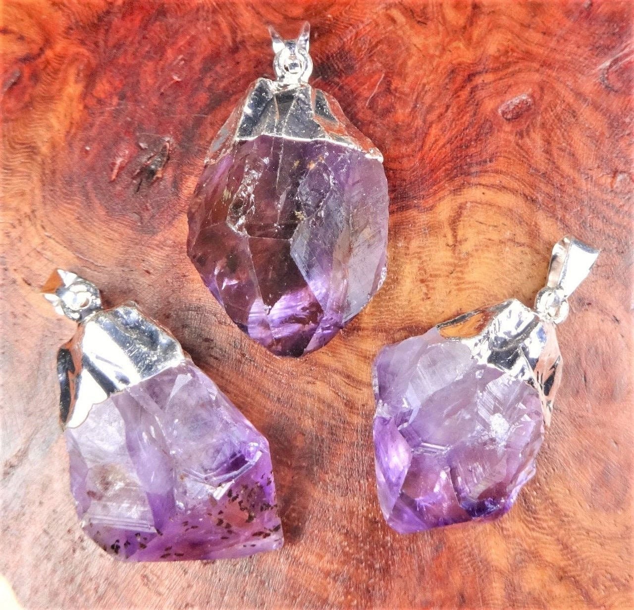 Amethyst Crystal Point Pendant (Silver Plated)