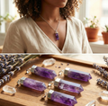 Amethyst Crystal Point Pendant (Silver Plated) Faceted Gemstone Jewelry Necklace Supply