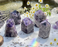 Banded Amethyst Crystal Point Tower Carving Gemstone Home Decor Supply
