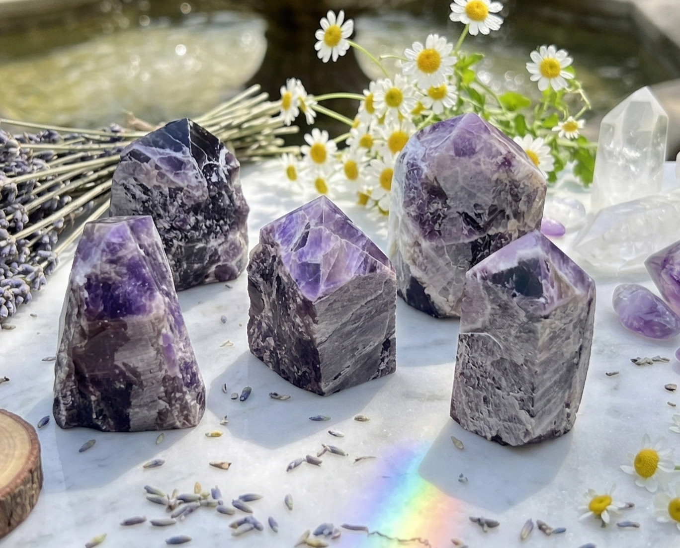 Banded Amethyst Crystal Point Tower Carving Gemstone Home Decor Supply