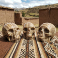 Peruvian Brown Banded Aragonite Skull Carving