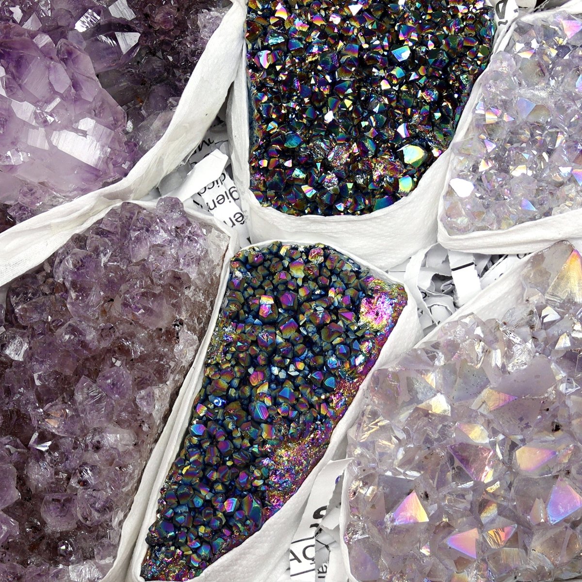 Assorted Amethyst Druzy Small Flat / Natural, Aura and Titanium (2.0" - 3.0") AVG