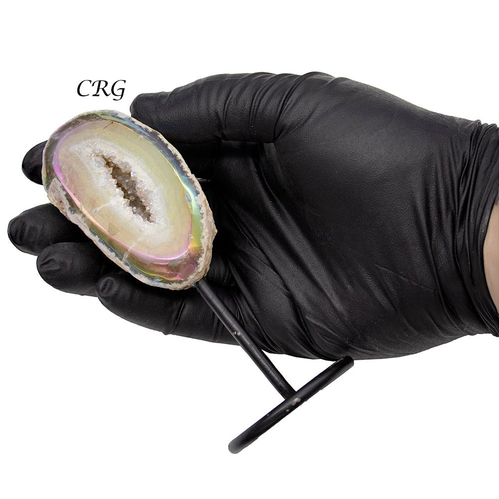 Aura Amethyst Geode on Stand Flat  (2.5" - 3.0") AVG