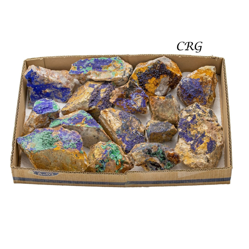Rough Azurite Druzy from Morocco 1"-3.5" Mixed Sizes / WHOLESALE FLAT