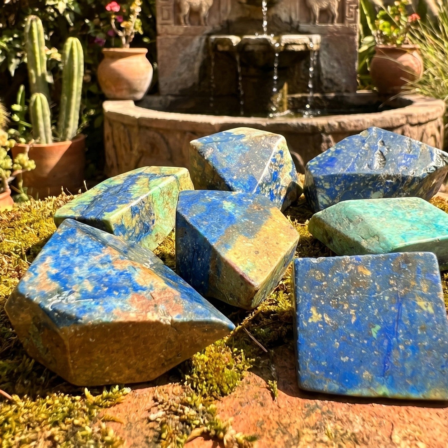 Azurite And Chrysocolla Free-form Shapes Carving