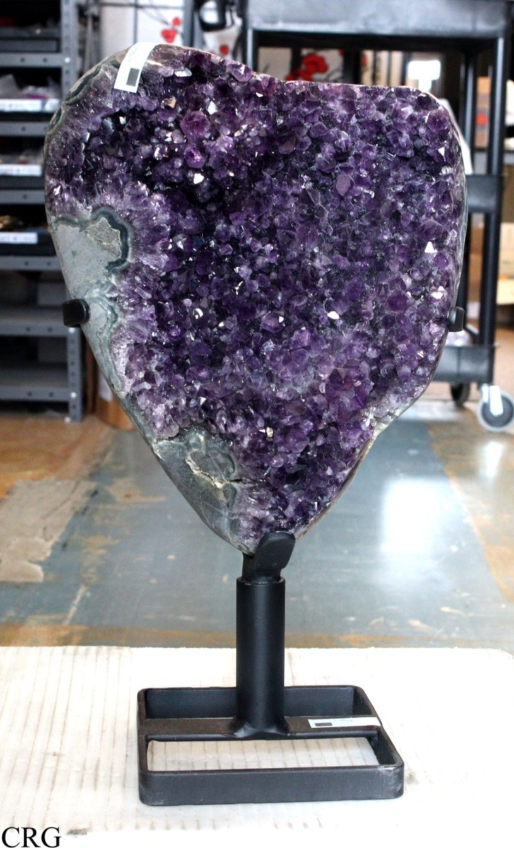 BIG 8-10 KILO Amethyst Geode Cluster on Metal Stand 14-16" tall