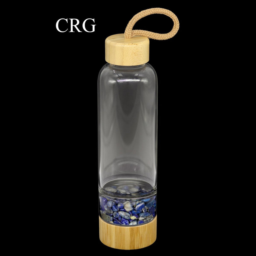 Bamboo Glass Water Bottle with Lapis Gemstones