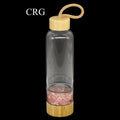 Bamboo Glass Water Bottle with Rose Quartz Gemstones