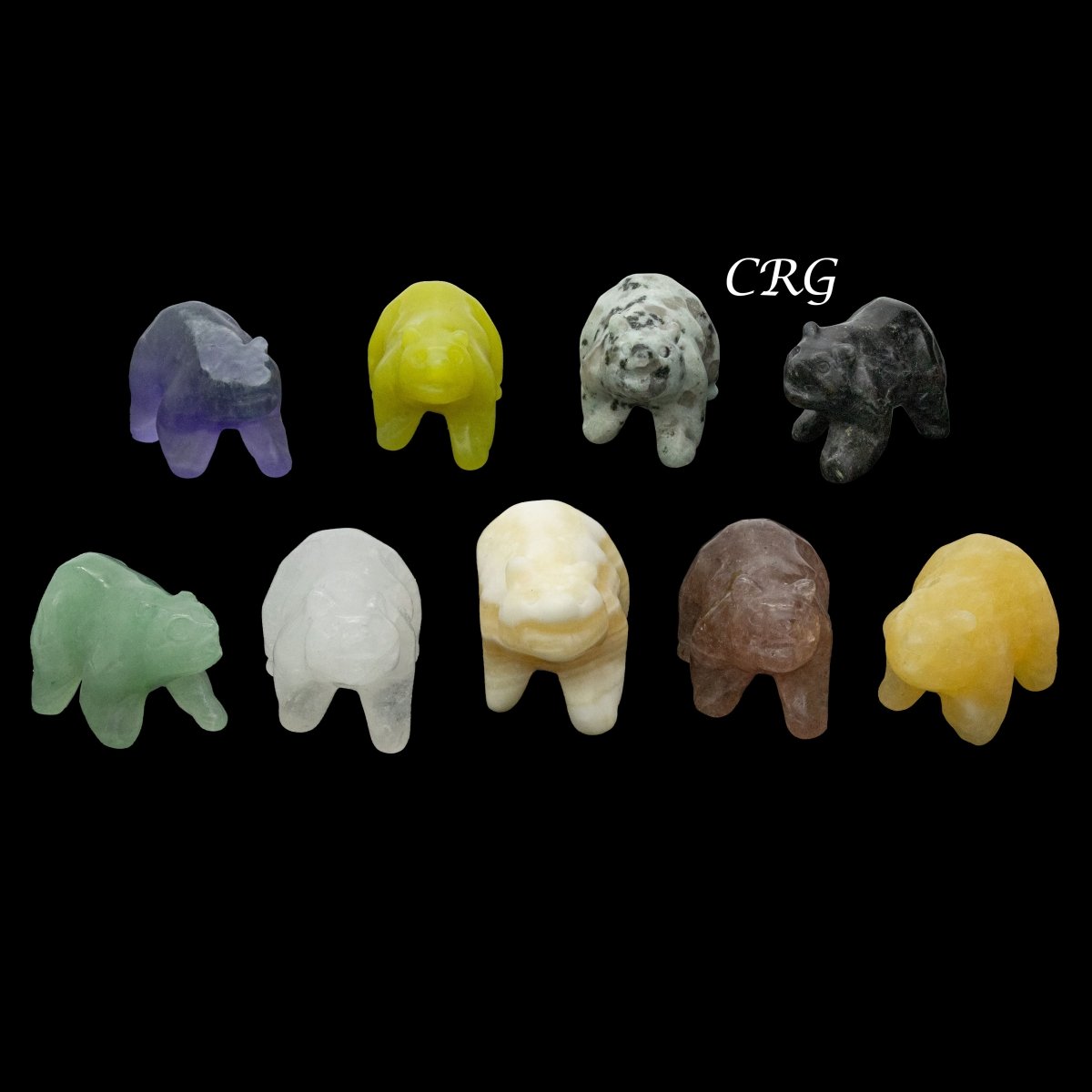Bear Mixed Gemstones Carving Set of 4