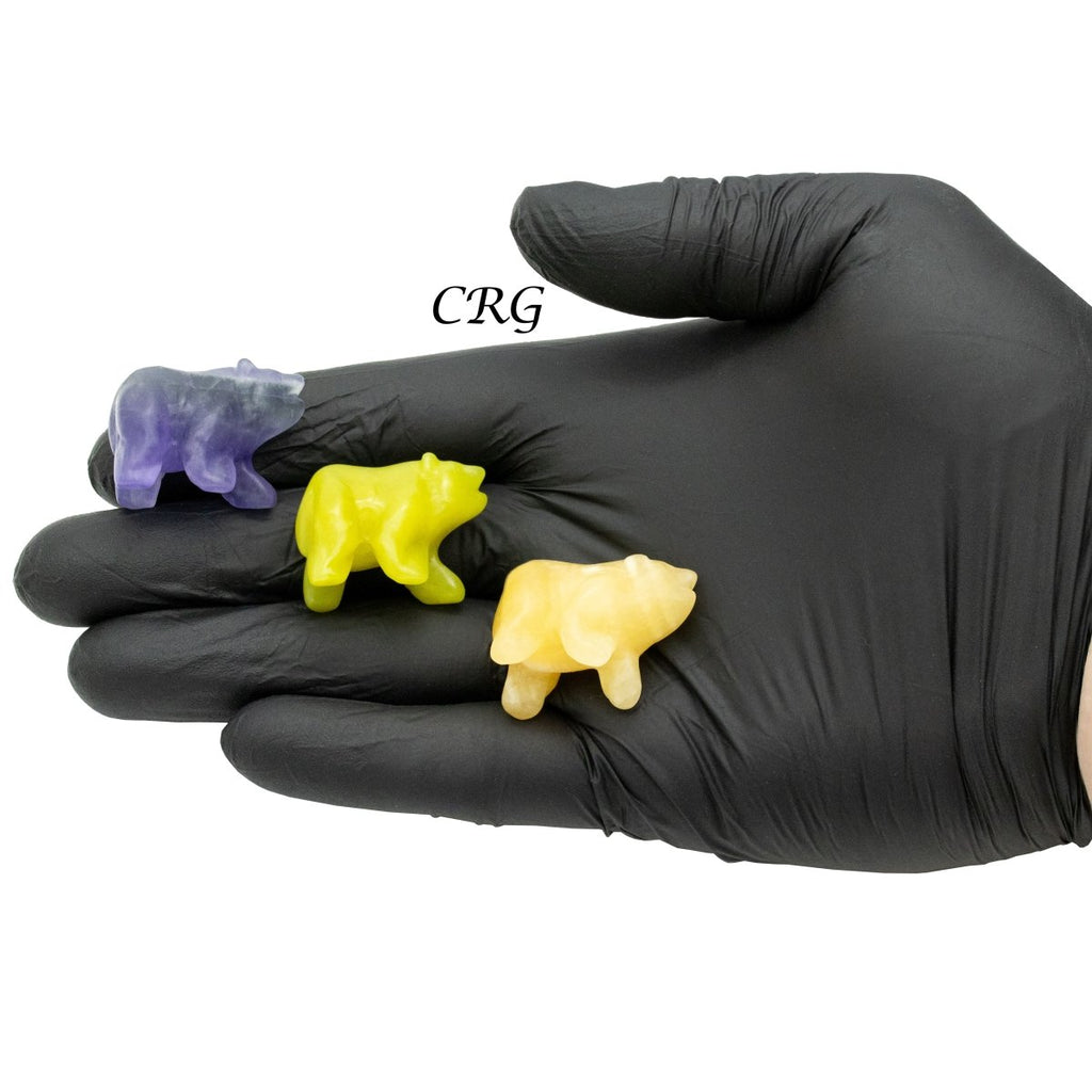 Bear Mixed Gemstones Carving Set of 4