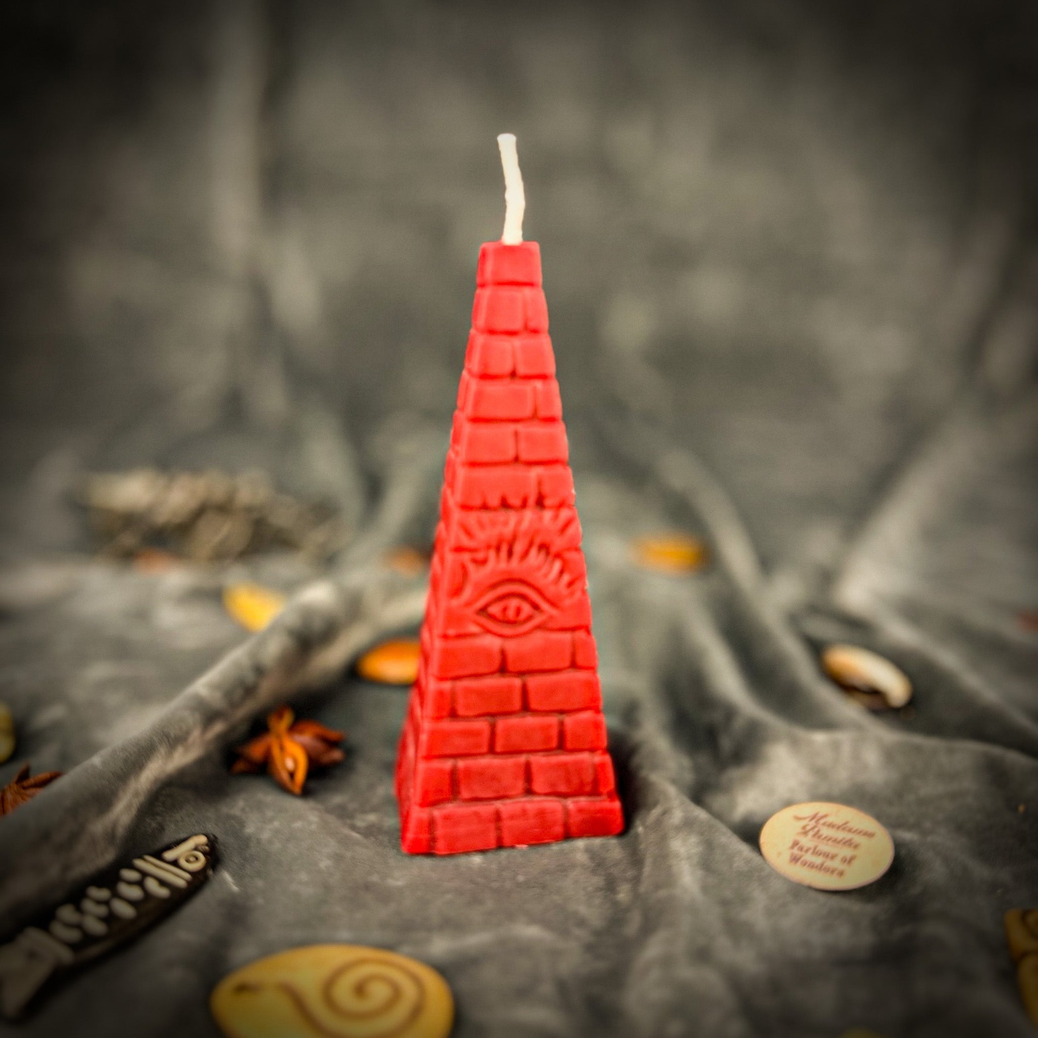 Beeswax All-Seeing Eye Pyramid Spell Candle - Abundance, Prosperity & Intuition