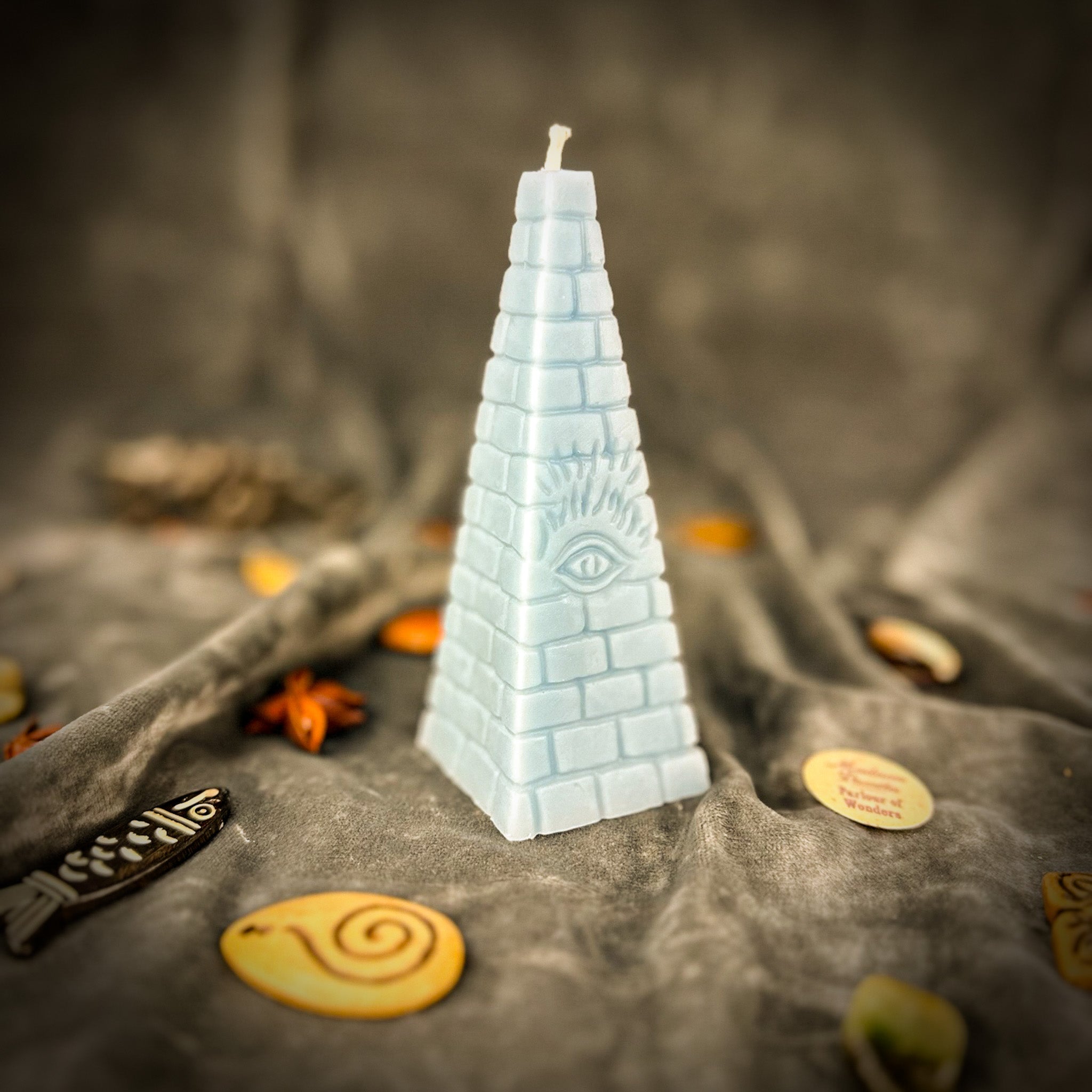 Beeswax All-Seeing Eye Pyramid Spell Candle - Abundance, Prosperity & Intuition