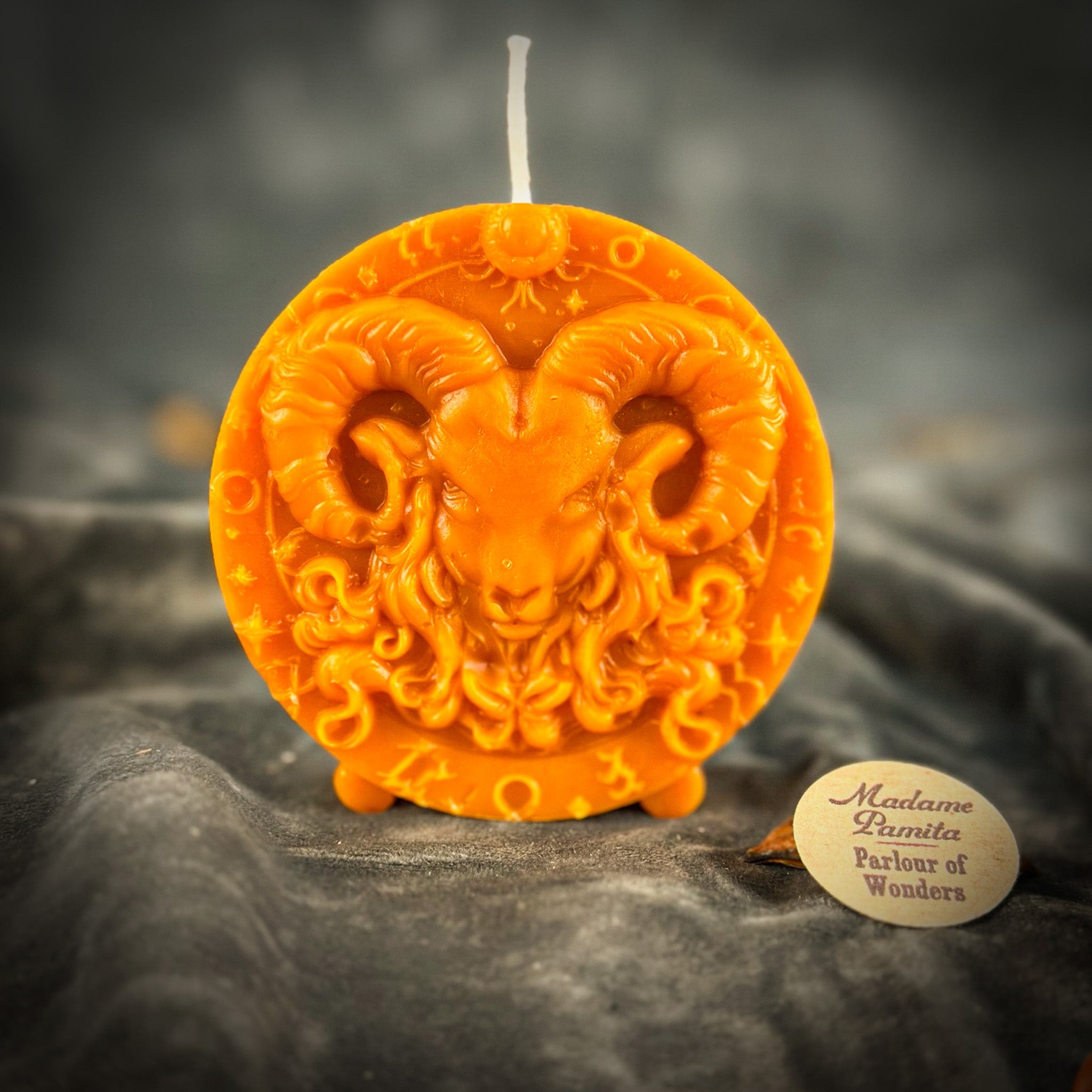 Beeswax Aries Ram Zodiac Spell Candle - Courage, Passion & Victory