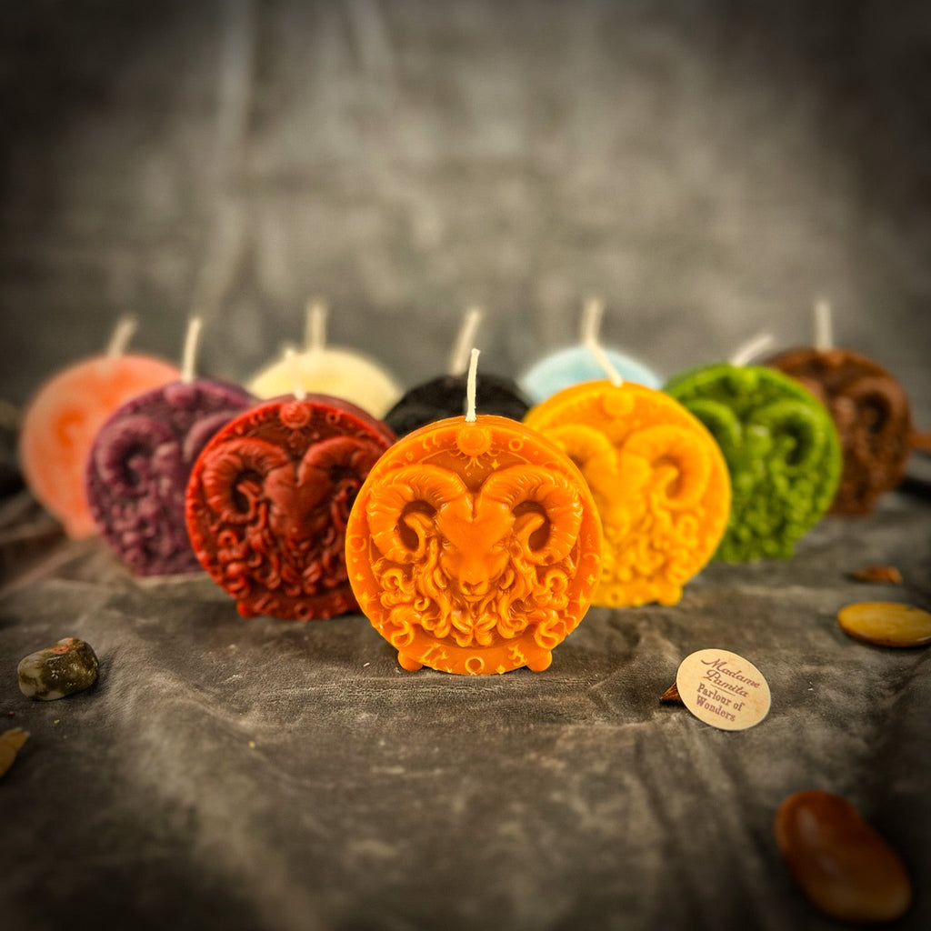 Beeswax Aries Ram Zodiac Spell Candle - Courage, Passion & Victory