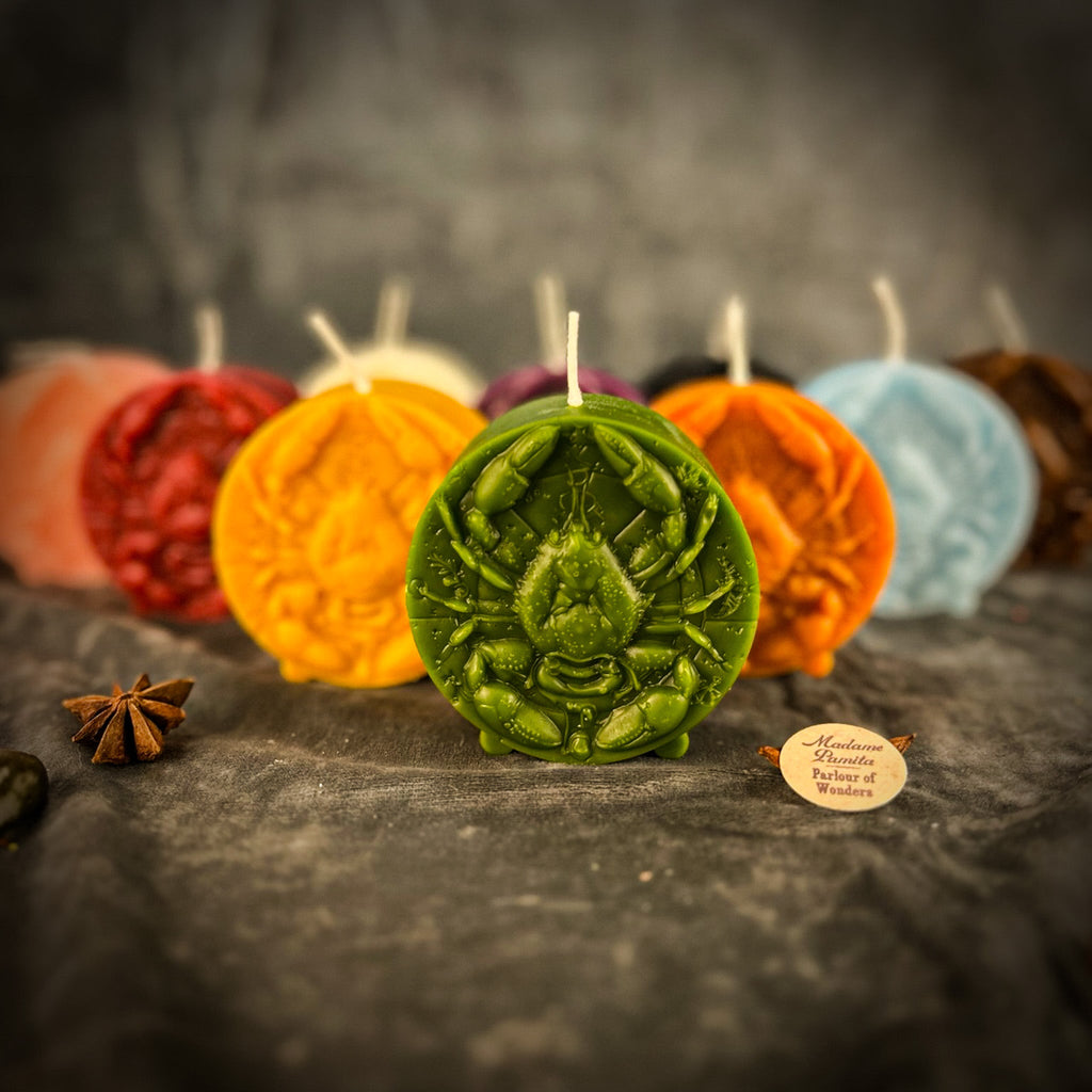 Beeswax Cancer Crab Zodiac Spell Candle - Intuition, Nurturing & Emotional Healing
