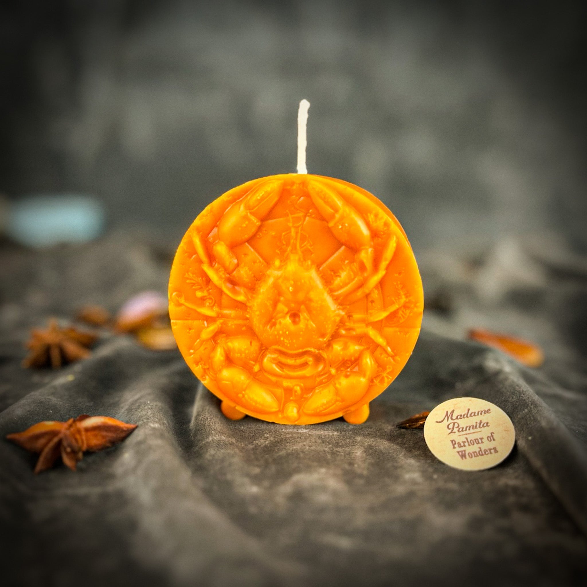 Beeswax Cancer Crab Zodiac Spell Candle - Intuition, Nurturing & Emotional Healing