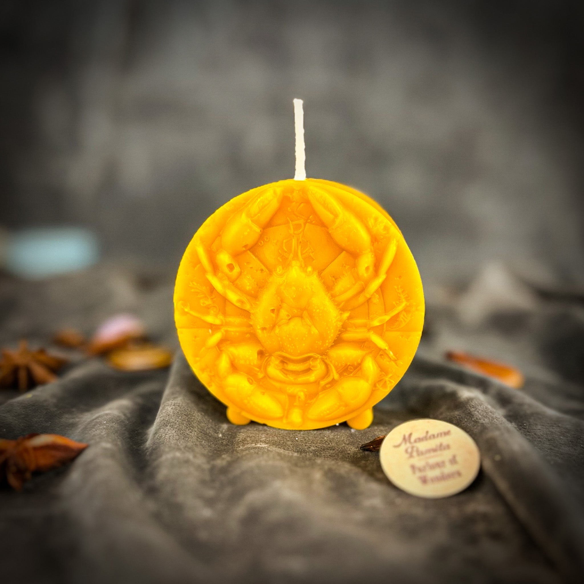 Beeswax Cancer Crab Zodiac Spell Candle - Intuition, Nurturing & Emotional Healing