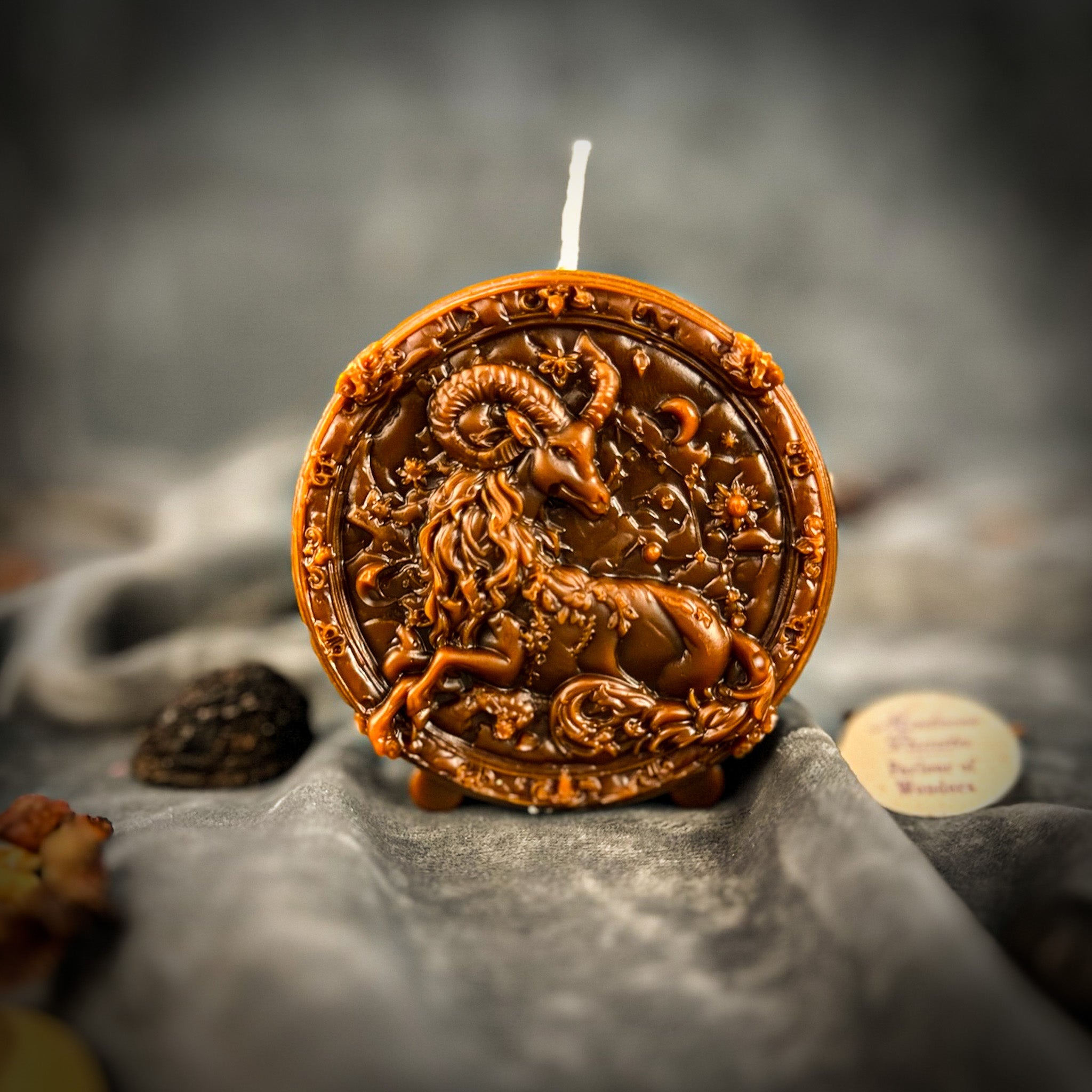 Beeswax Capricorn Goat Zodiac Spell Candle - Ambition, Discipline & Success