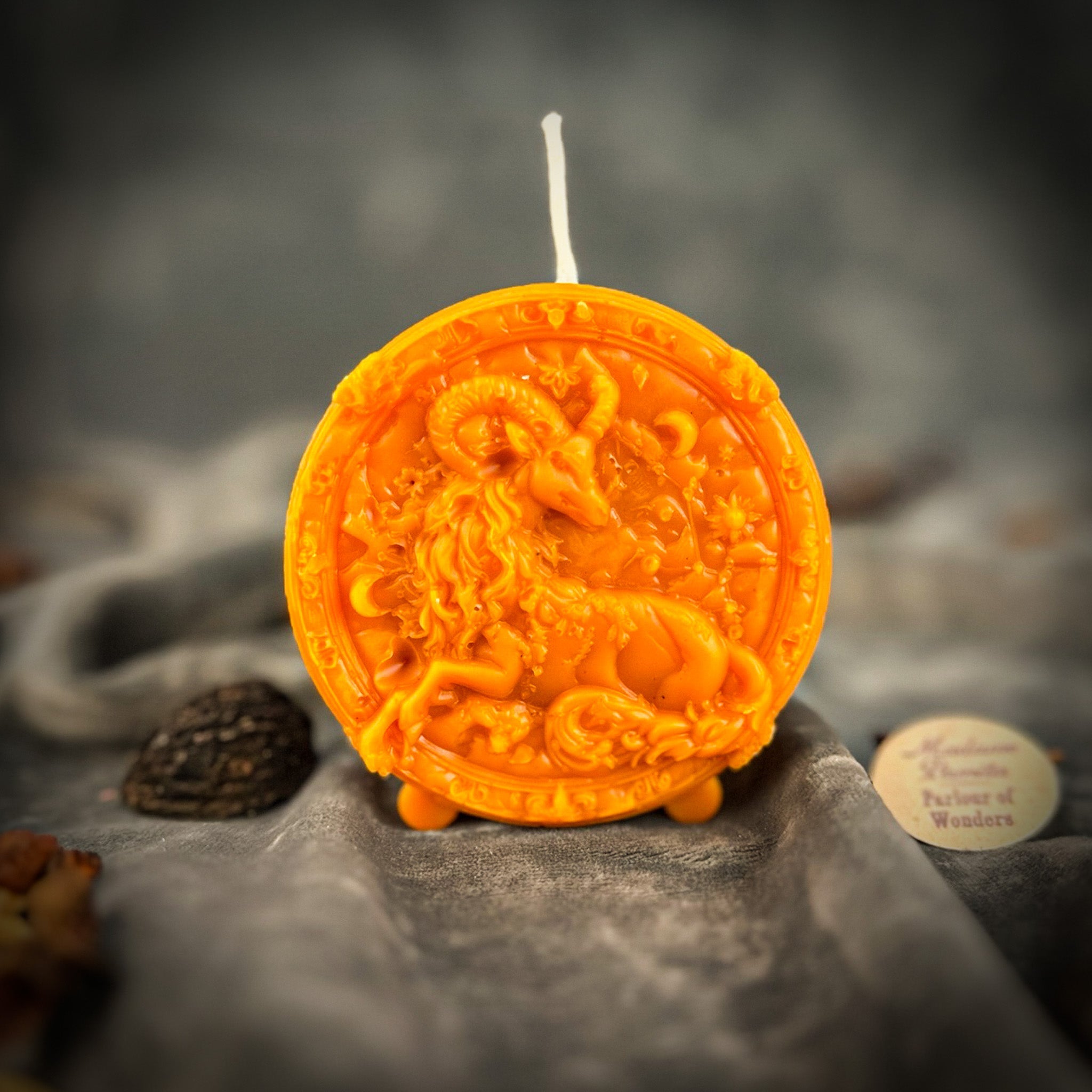 Beeswax Capricorn Goat Zodiac Spell Candle - Ambition, Discipline & Success