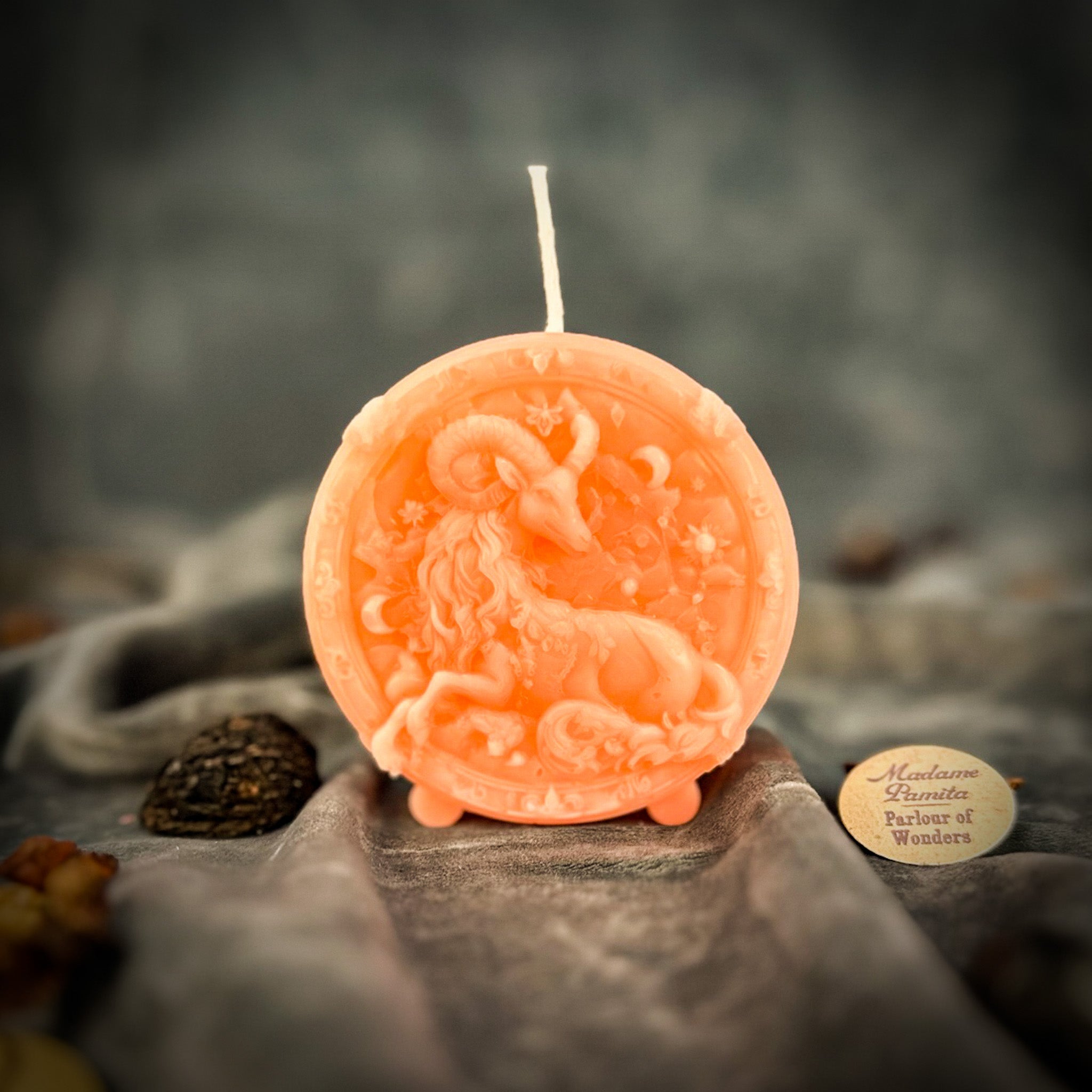 Beeswax Capricorn Goat Zodiac Spell Candle - Ambition, Discipline & Success