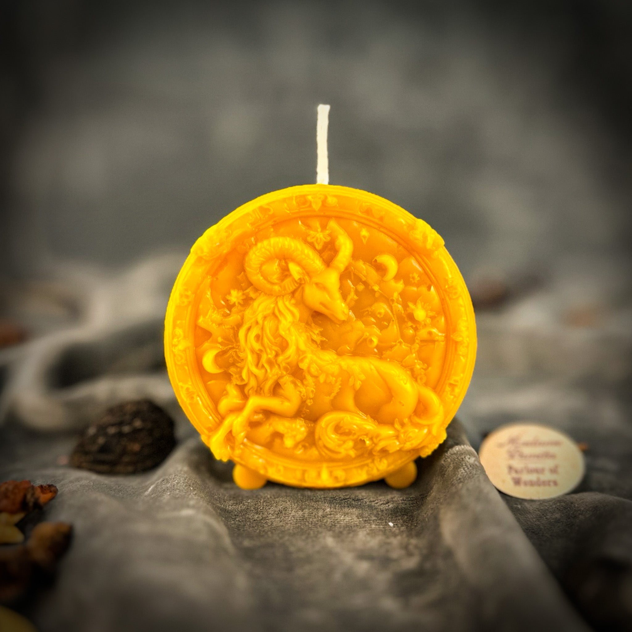 Beeswax Capricorn Goat Zodiac Spell Candle - Ambition, Discipline & Success