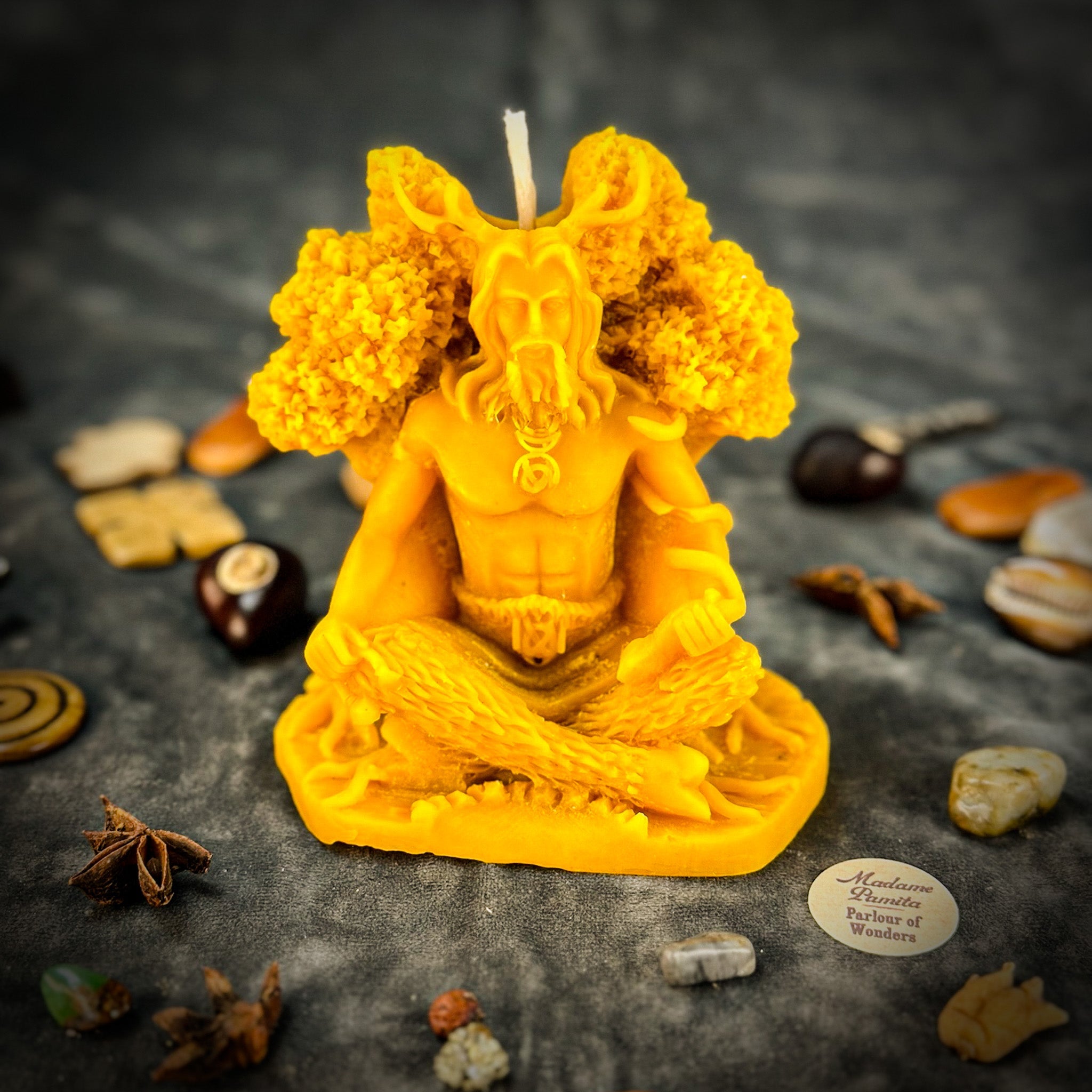 Beeswax Horned God Spell Candle - Cernunnos Nature Magic & Fertility