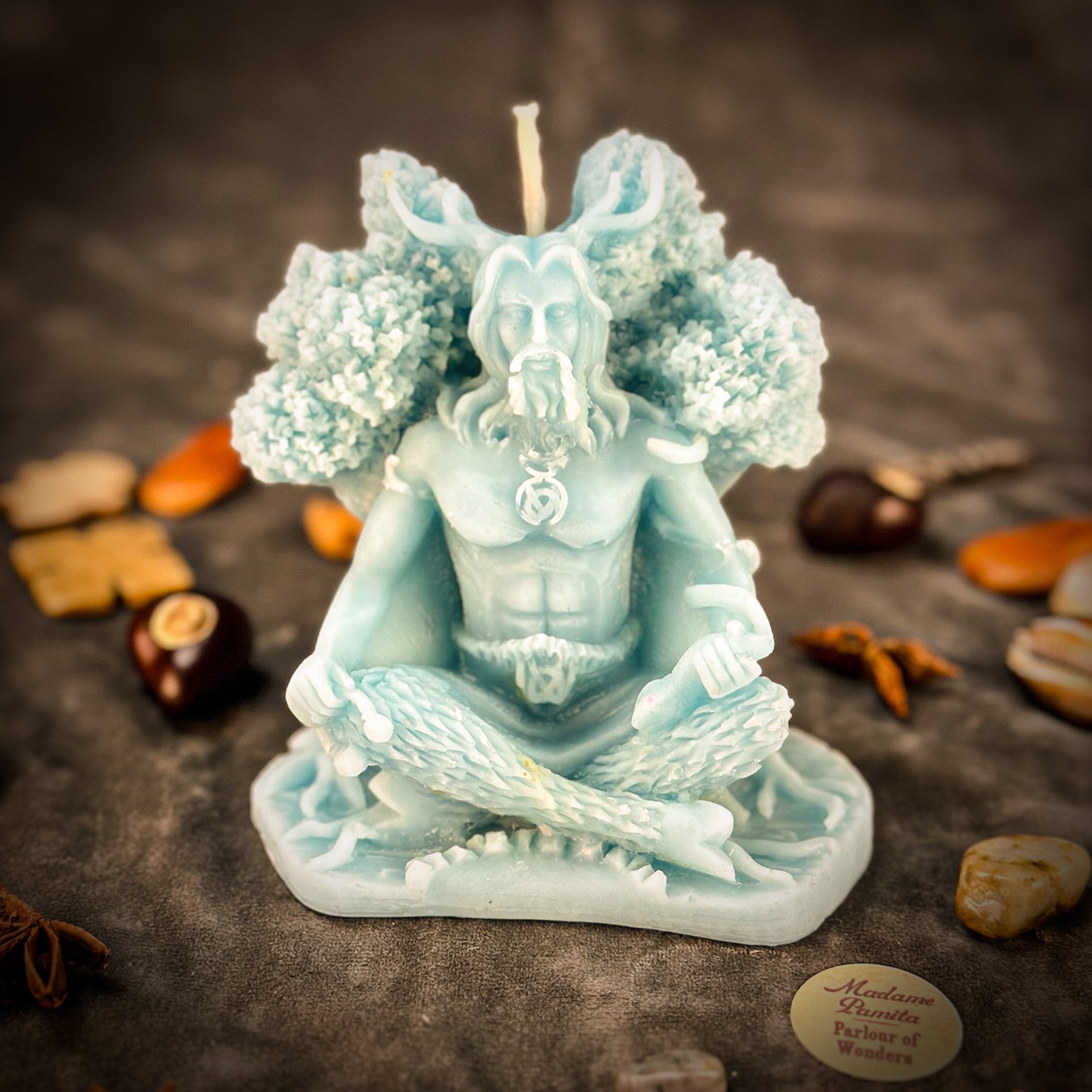 Beeswax Horned God Spell Candle - Cernunnos Nature Magic & Fertility