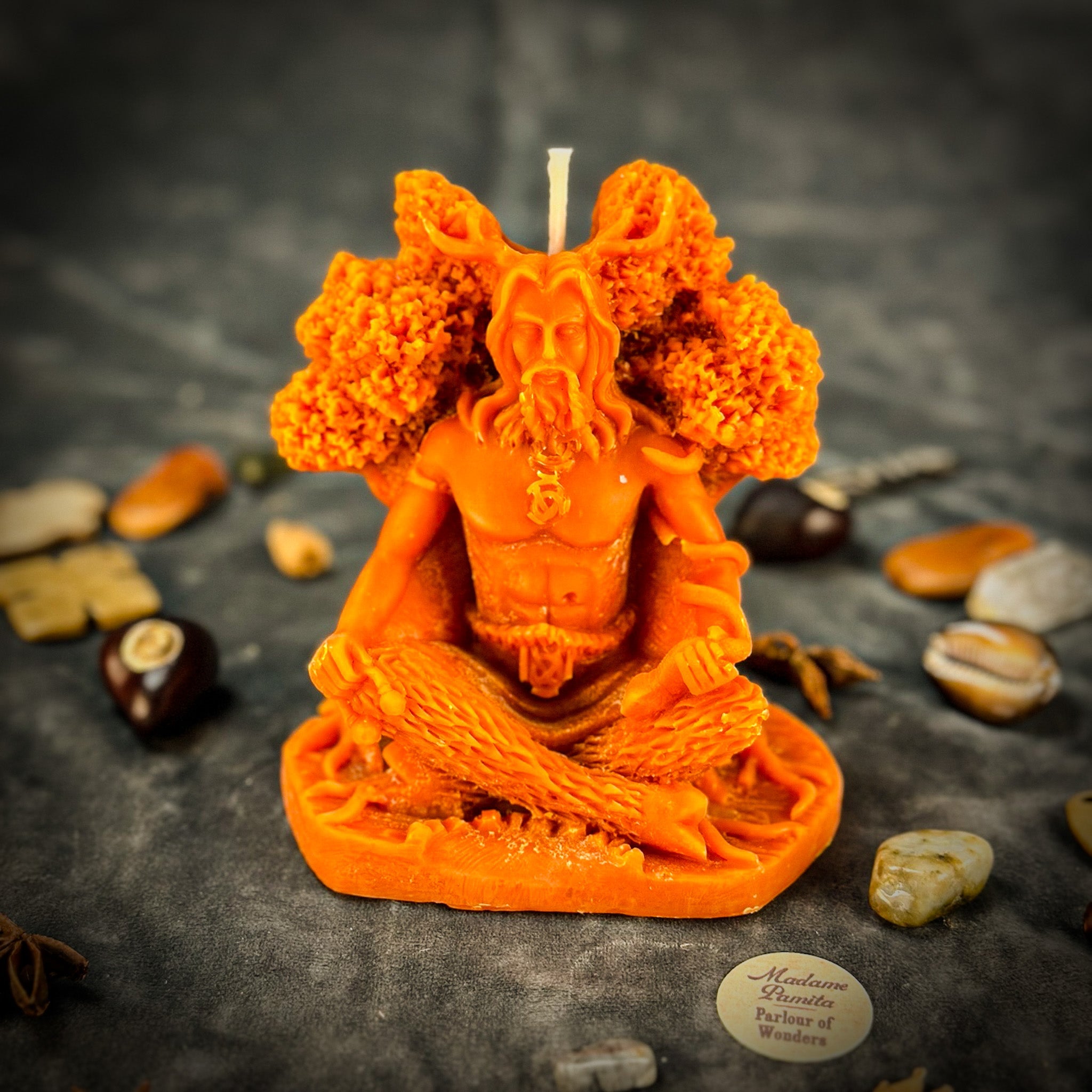Beeswax Horned God Spell Candle - Cernunnos Nature Magic & Fertility
