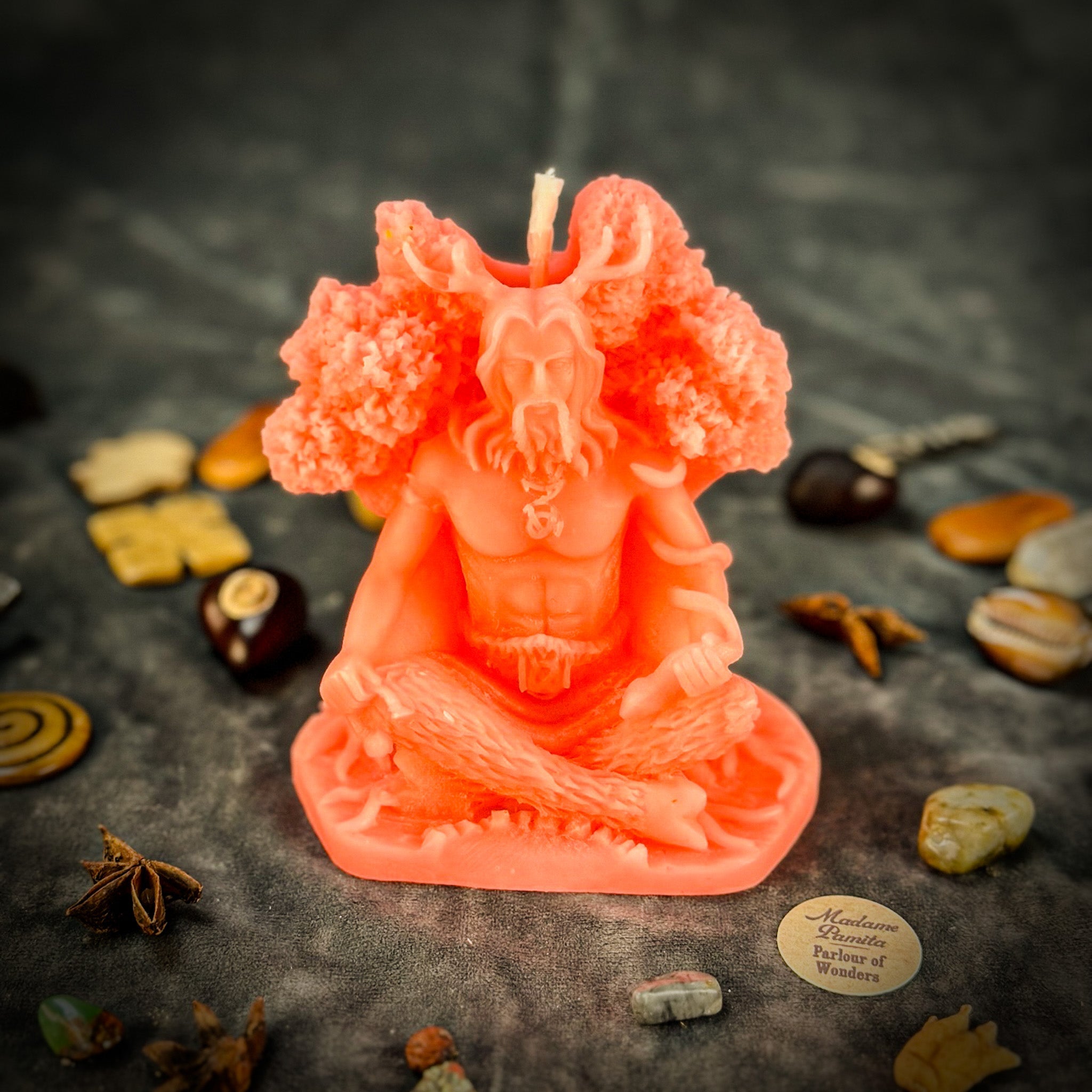 Beeswax Horned God Spell Candle - Cernunnos Nature Magic & Fertility