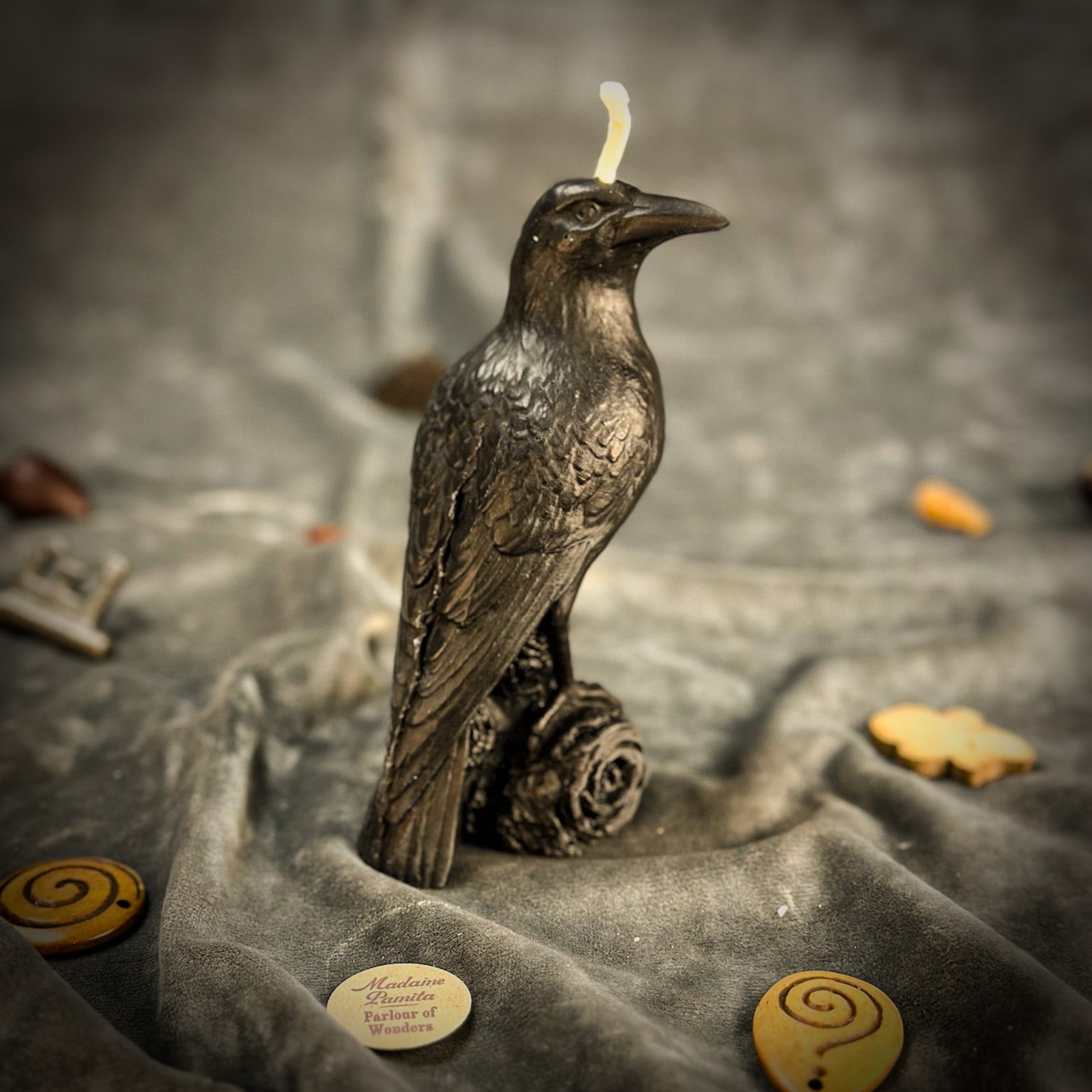 Beeswax Raven Magic Spell Candle - Intelligence & Spirit World Connection