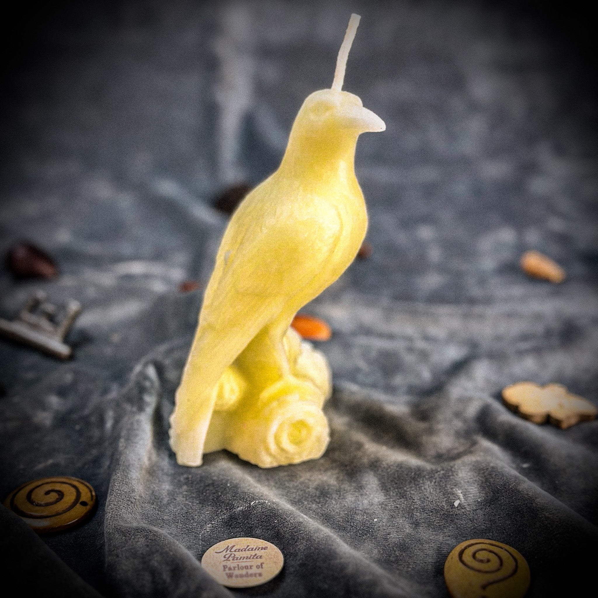 Beeswax Raven Magic Spell Candle - Intelligence & Spirit World Connection
