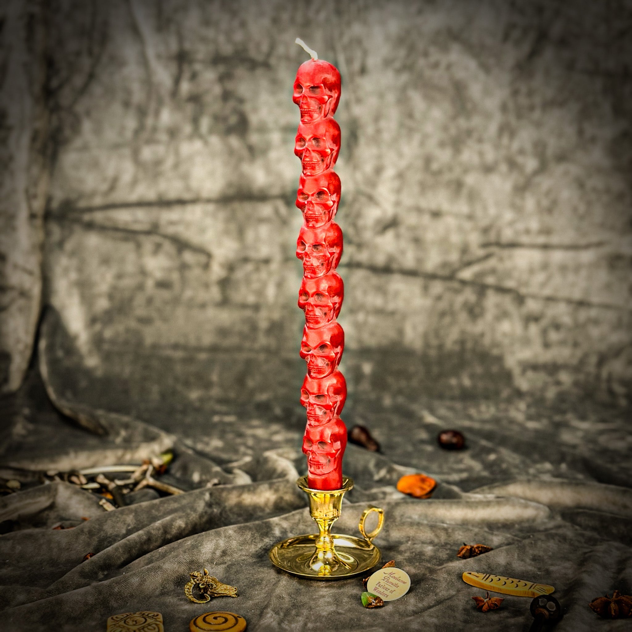 Eight Day Skull Taper Candle Spell Kit - Mind Influence & Ancestral Wisdom