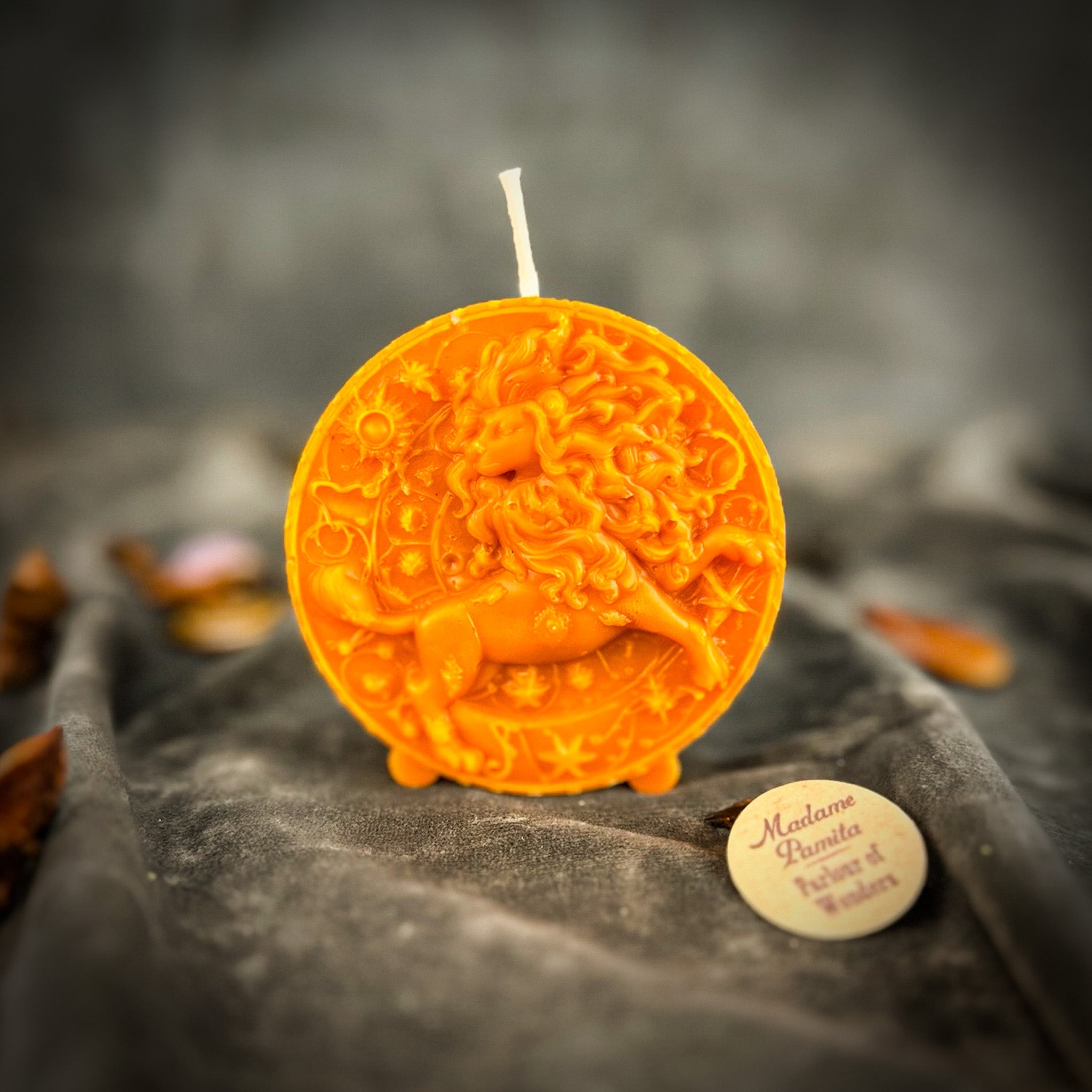 Beeswax Leo Lion Zodiac Spell Candle - Creativity, Confidence & Leadership