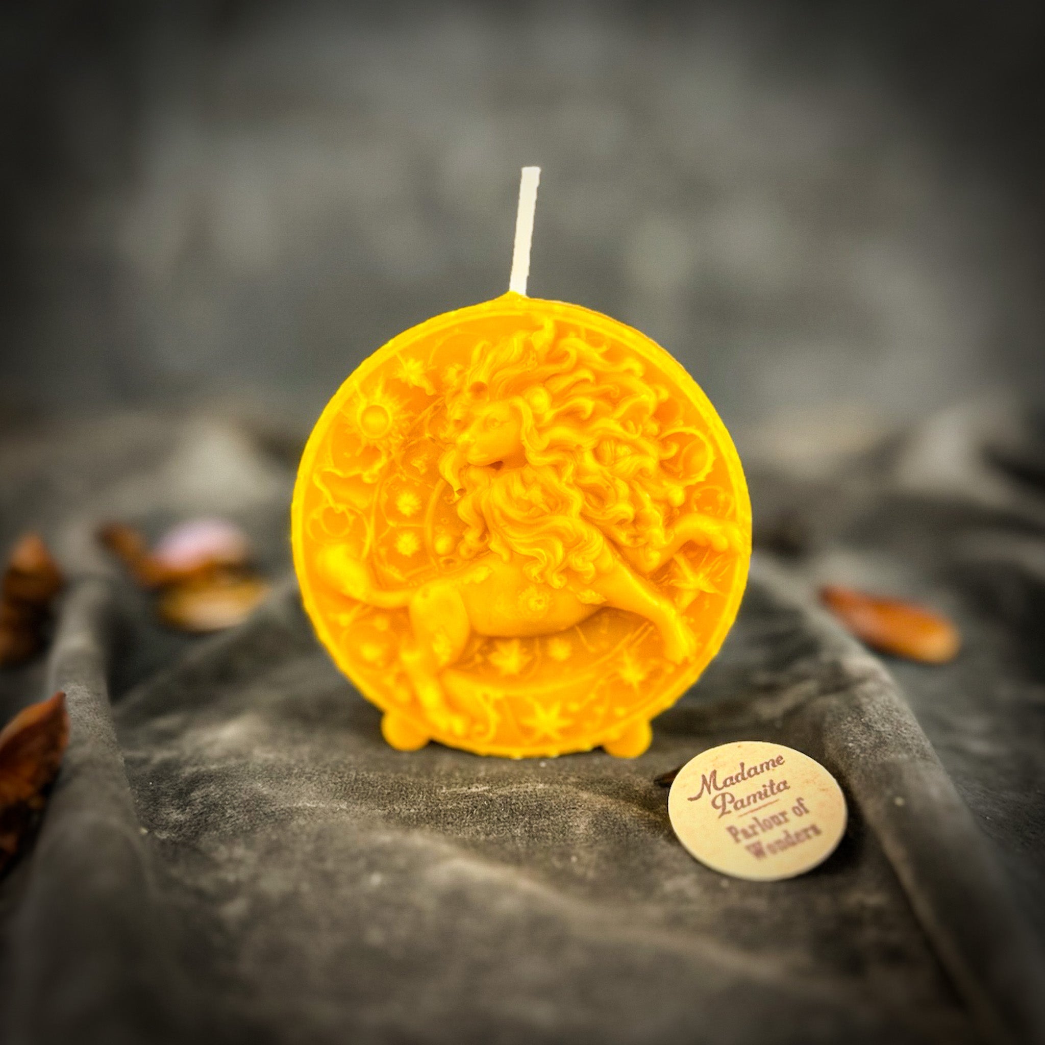 Beeswax Leo Lion Zodiac Spell Candle - Creativity, Confidence & Leadership