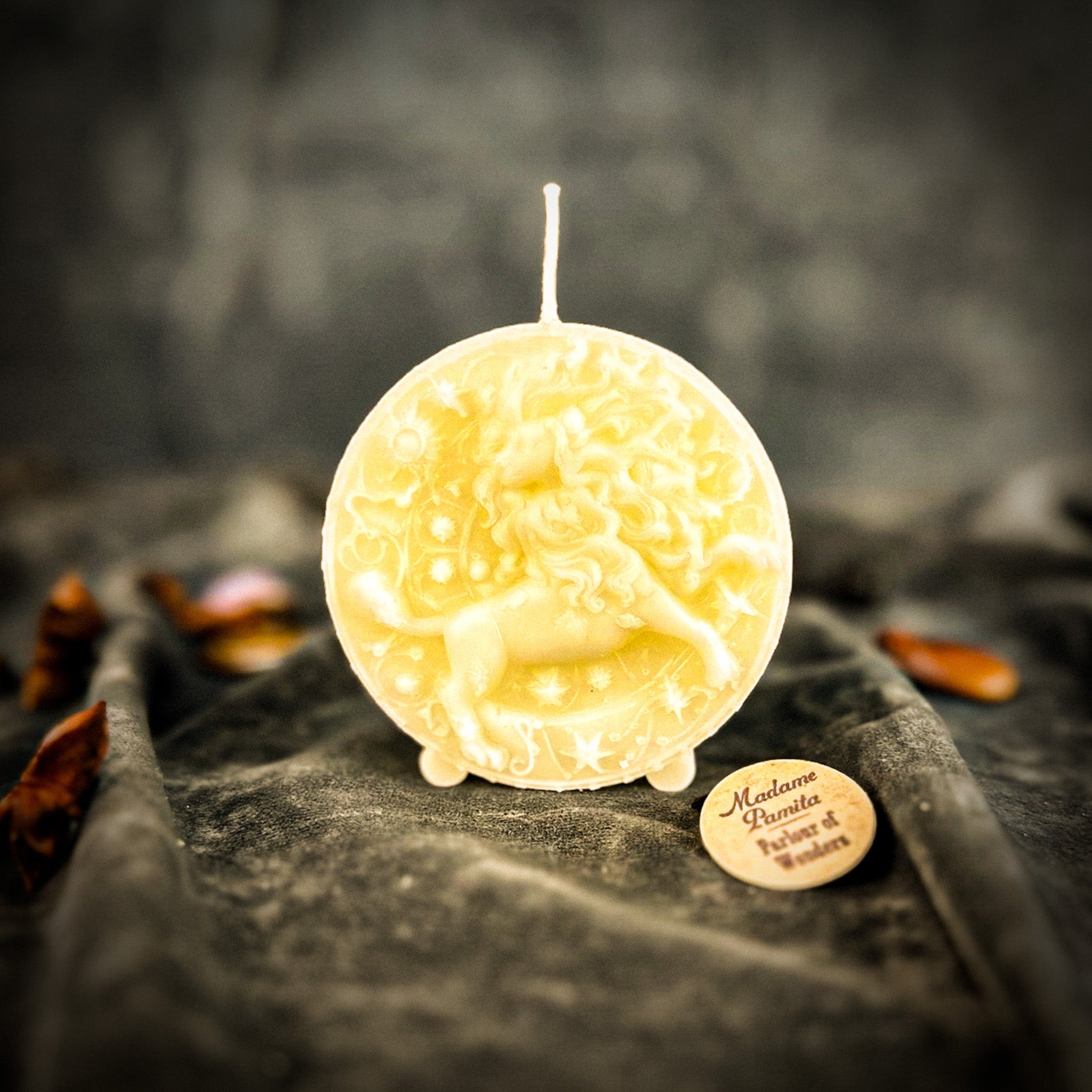 Beeswax Leo Lion Zodiac Spell Candle - Creativity, Confidence & Leadership