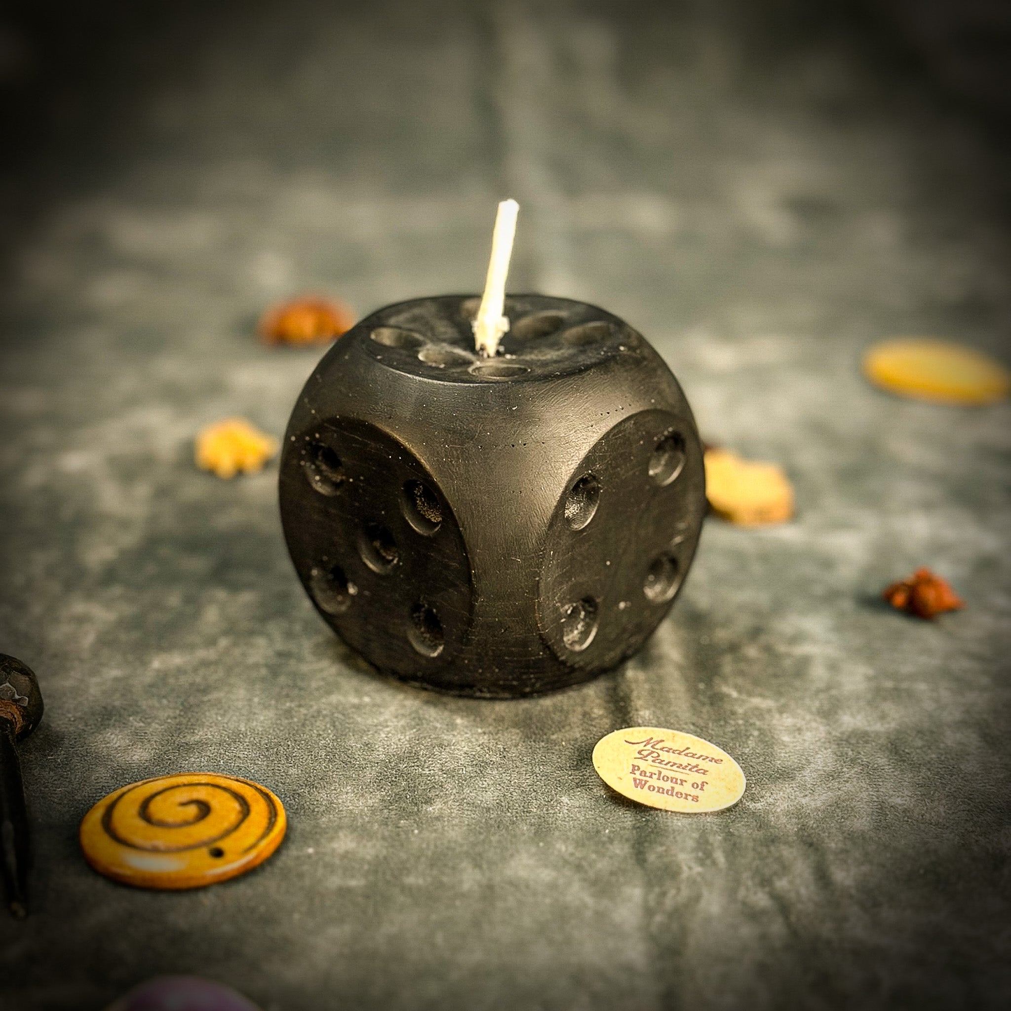 Beeswax Lucky Dice Spell Candle - Gambling Luck & Good Fortune