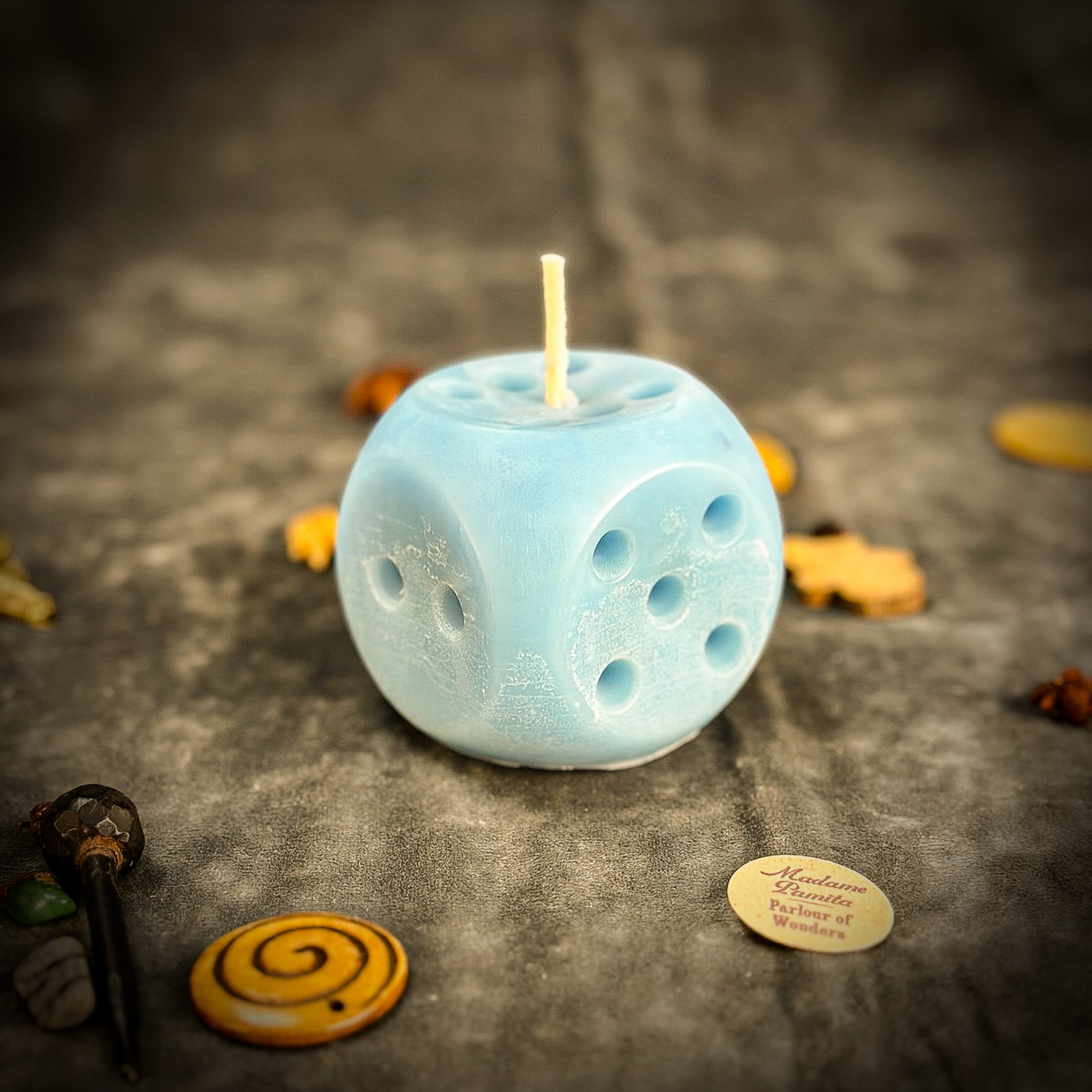 Beeswax Lucky Dice Spell Candle - Gambling Luck & Good Fortune