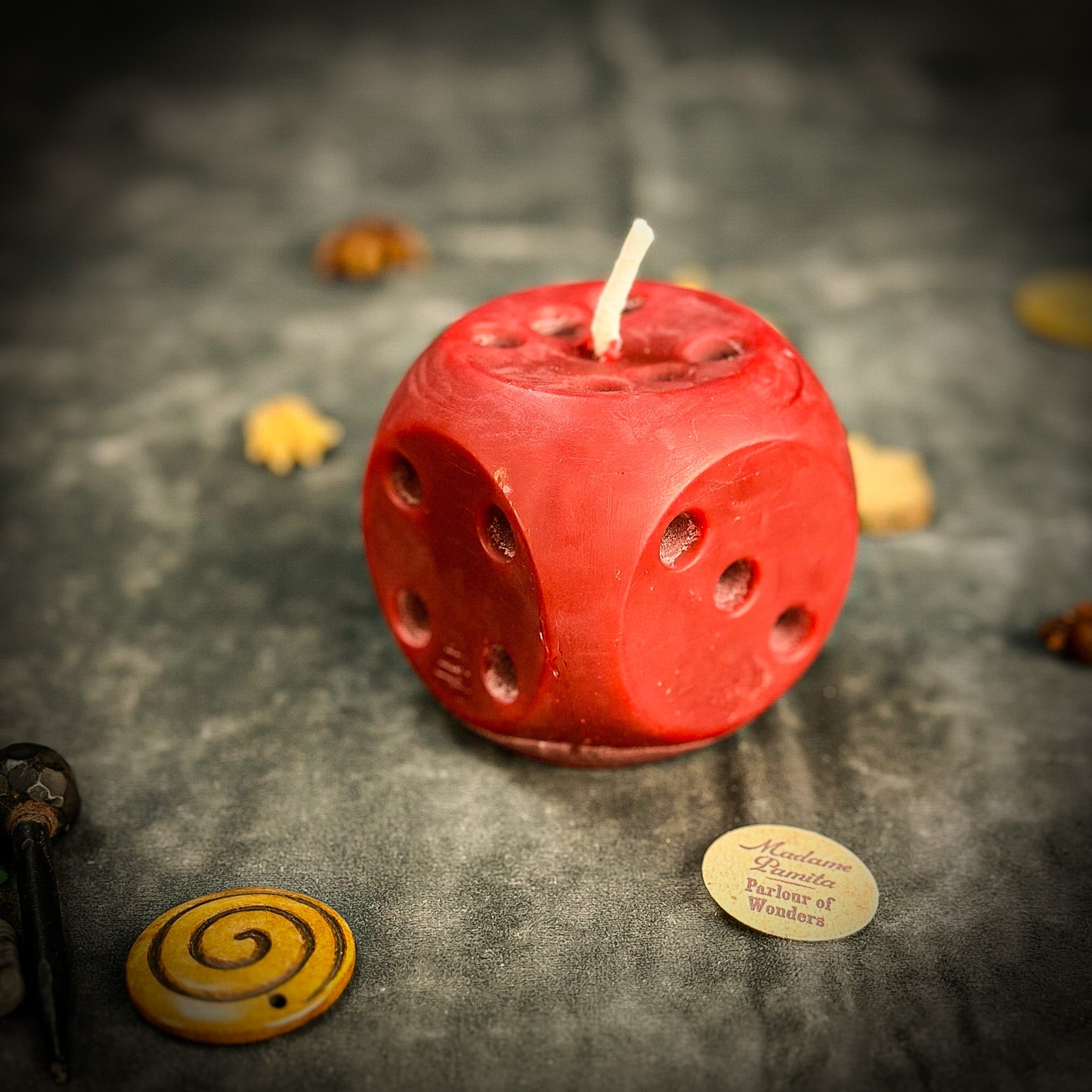 Beeswax Lucky Dice Spell Candle - Gambling Luck & Good Fortune
