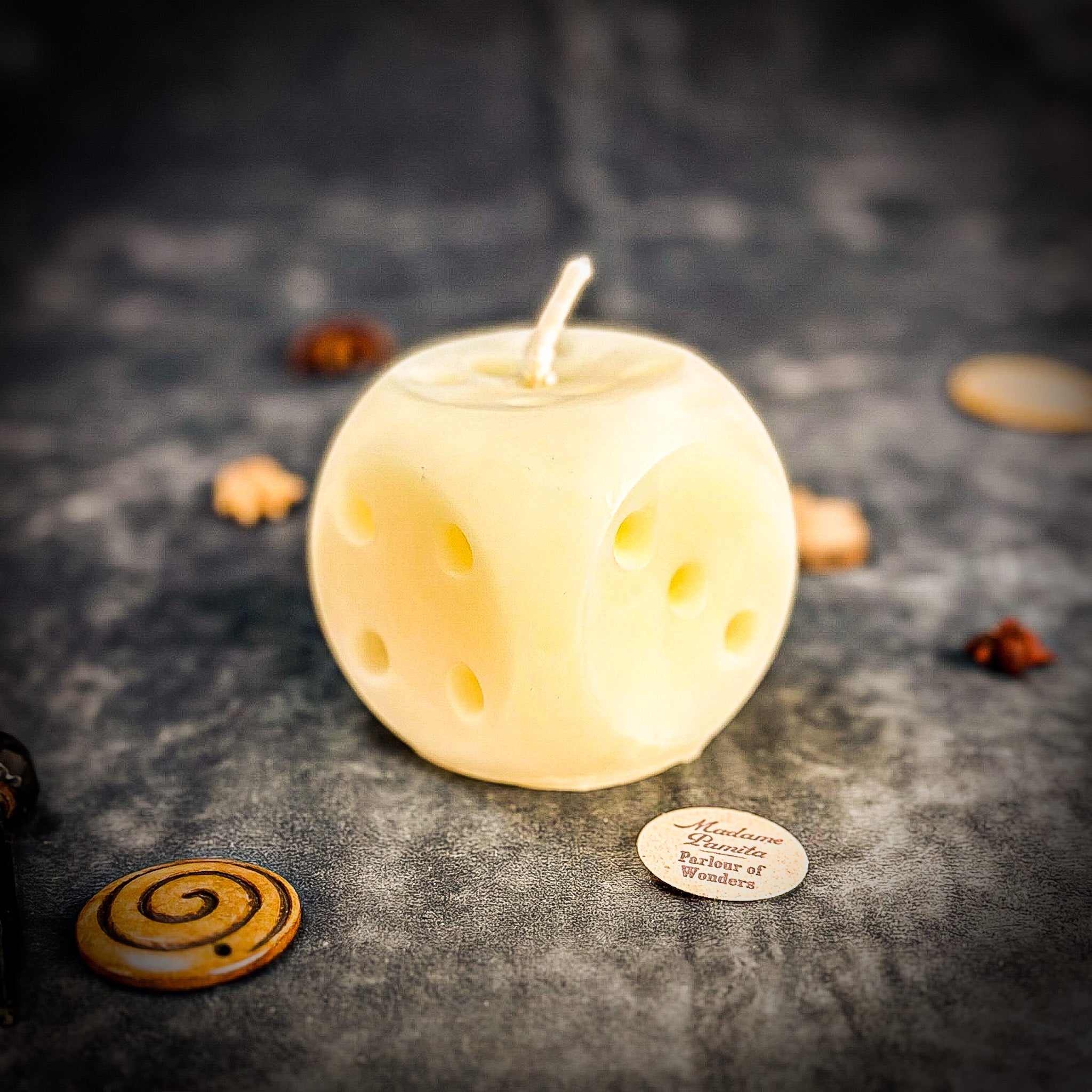 Beeswax Lucky Dice Spell Candle - Gambling Luck & Good Fortune