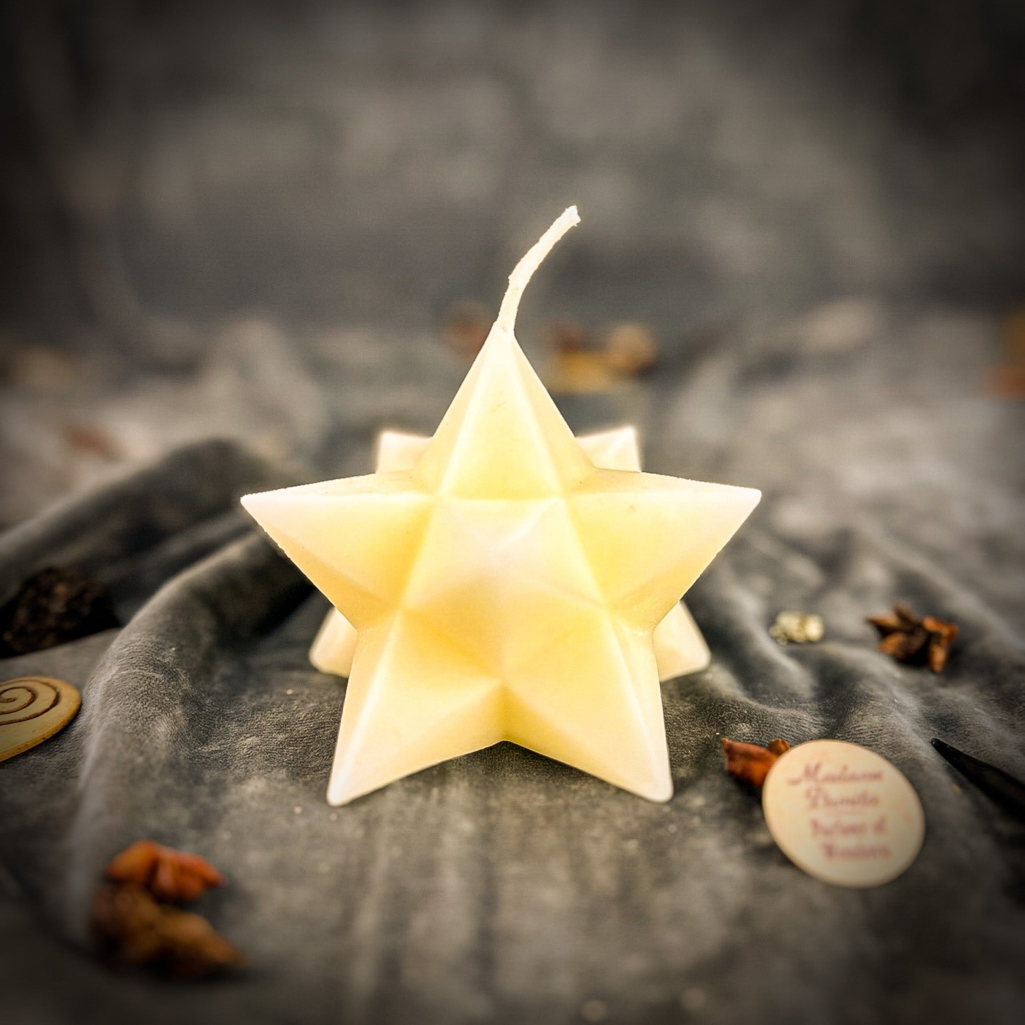 Beeswax Pentagram Merkaba Spell Candle - Protection, Ascension & Sacred Geometry