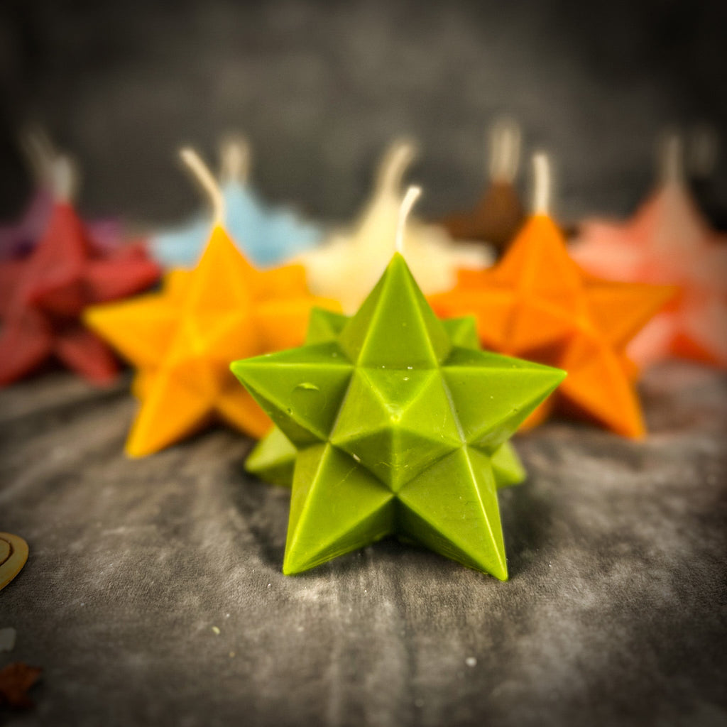 Beeswax Pentagram Merkaba Spell Candle - Protection, Ascension & Sacred Geometry