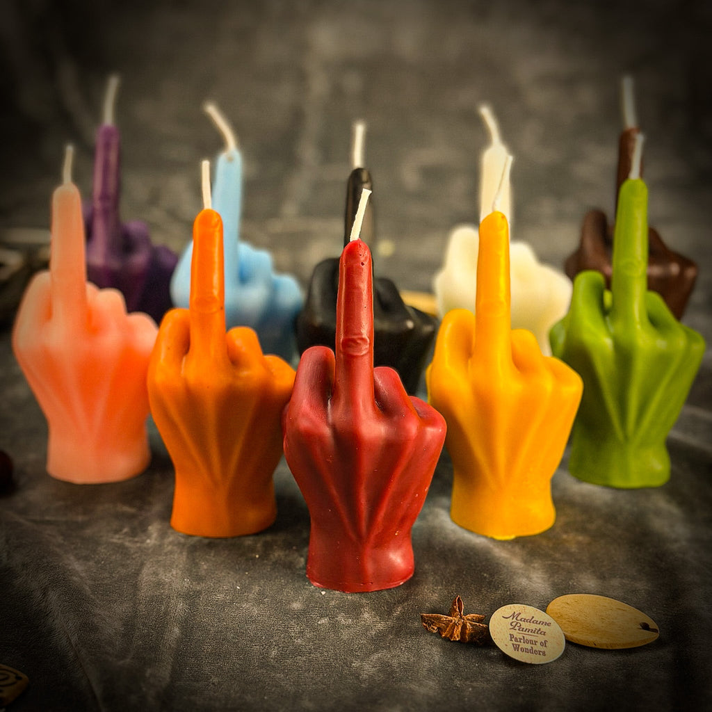 Beeswax Middle Finger Spell Candle - Banishing, Boundaries & Empowerment