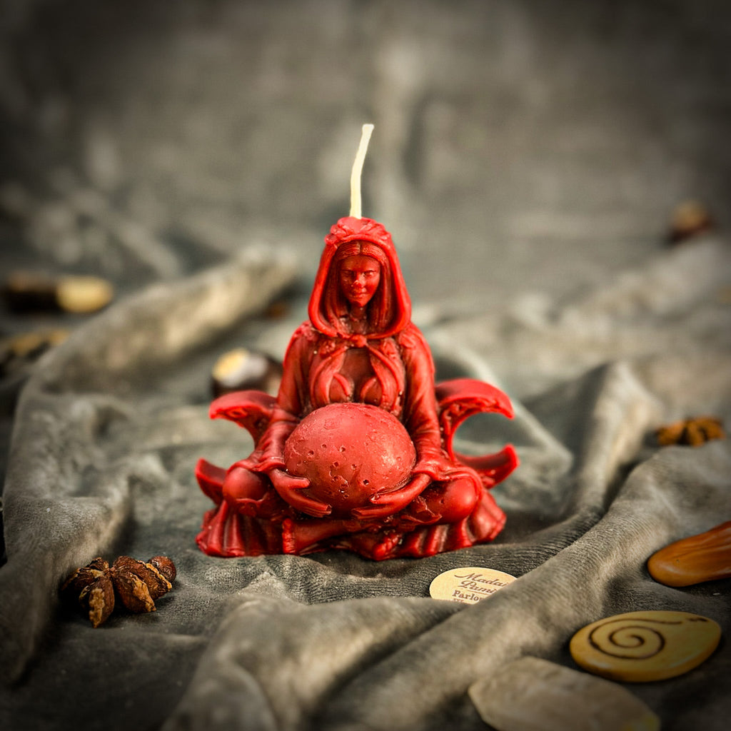 Beeswax Moon Goddess Spell Candle - Lunar Magic & Divine Feminine Energy