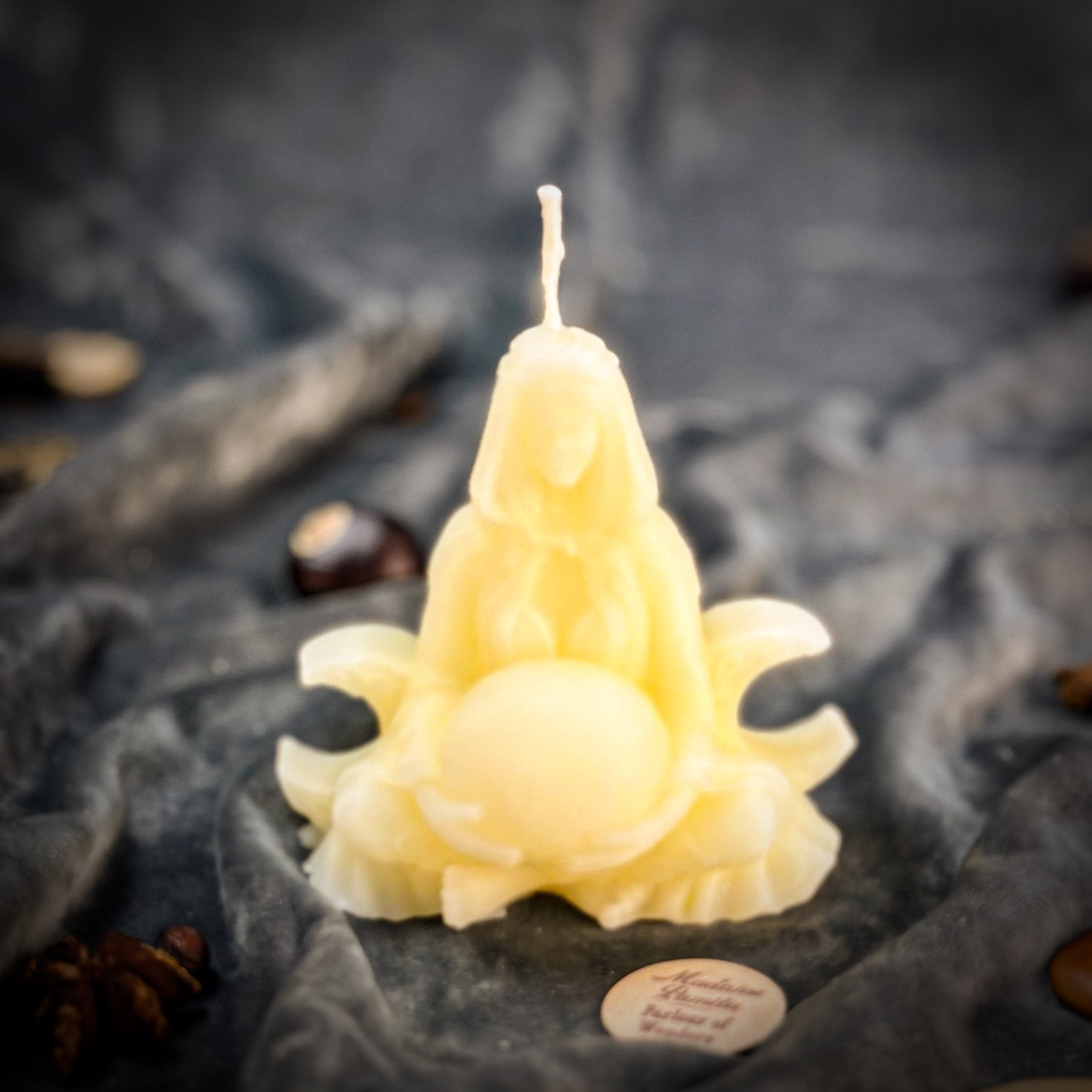 Beeswax Moon Goddess Spell Candle - Lunar Magic & Divine Feminine Energy