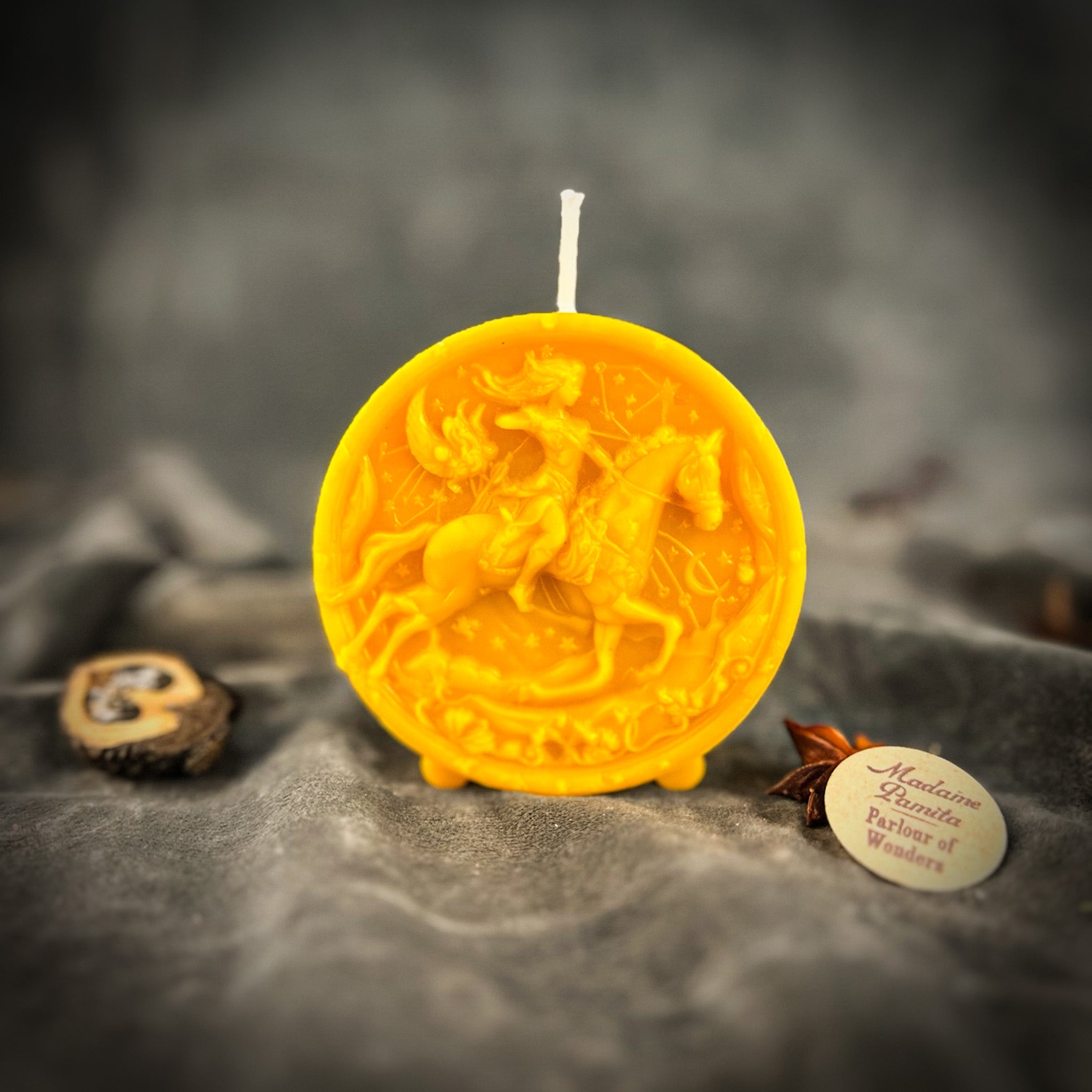 Beeswax Sagittarius Archer Zodiac Spell Candle - Adventure, Wisdom & Optimism